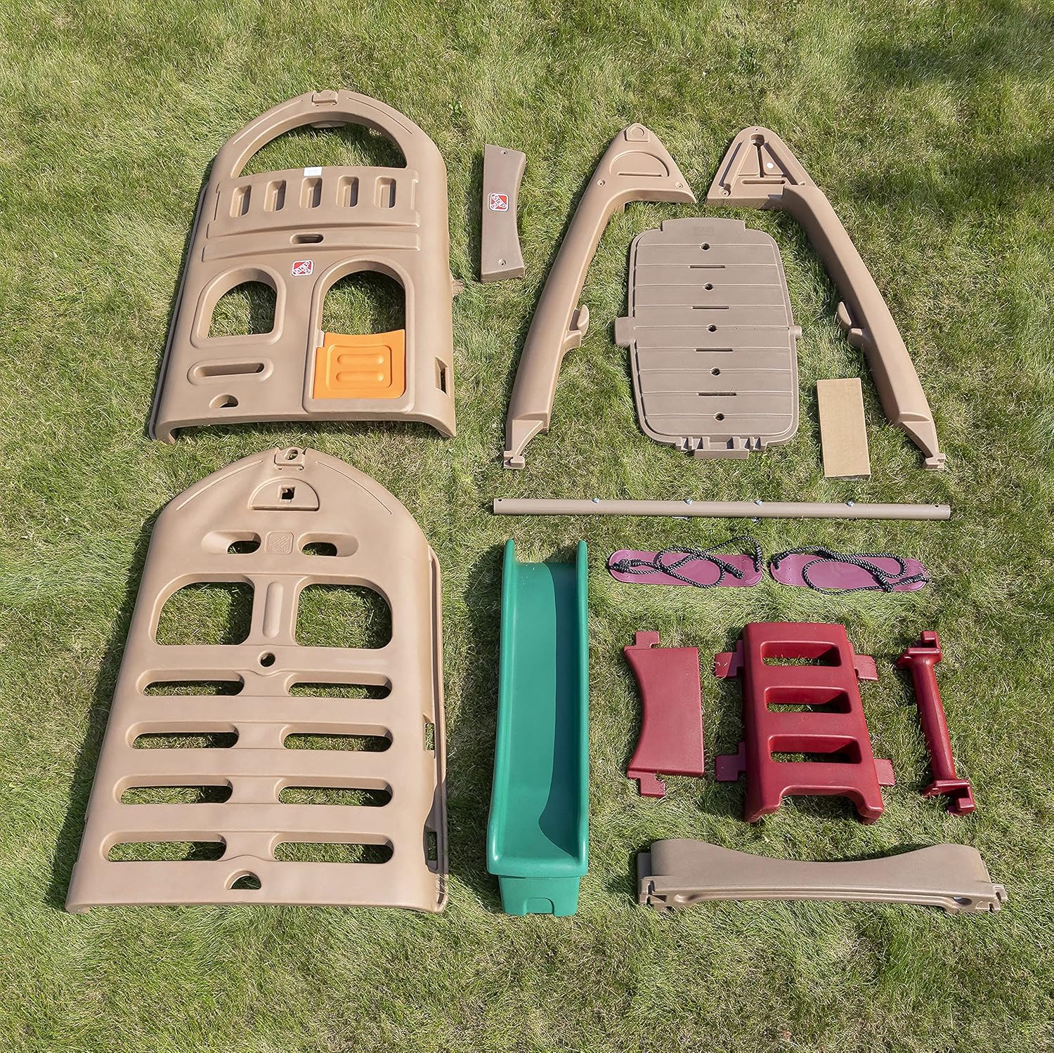 Step2 Naturally Playful Playhouse Climber, Swing Extension, Playhouse + Slide + Swings, Outdoor Playset for Kids 3+