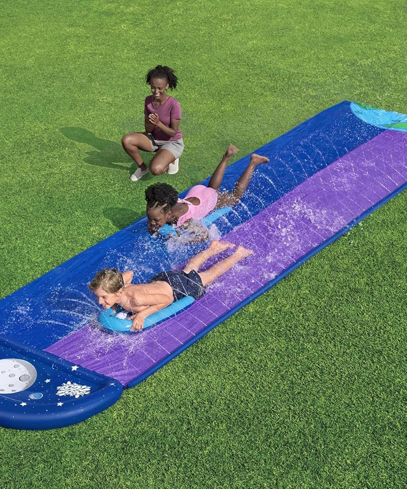 Bestway | H2OGO! Lunar Launch 2-Lane Double Water Slide 488cm, Summer Garden Outdoor Water Slide