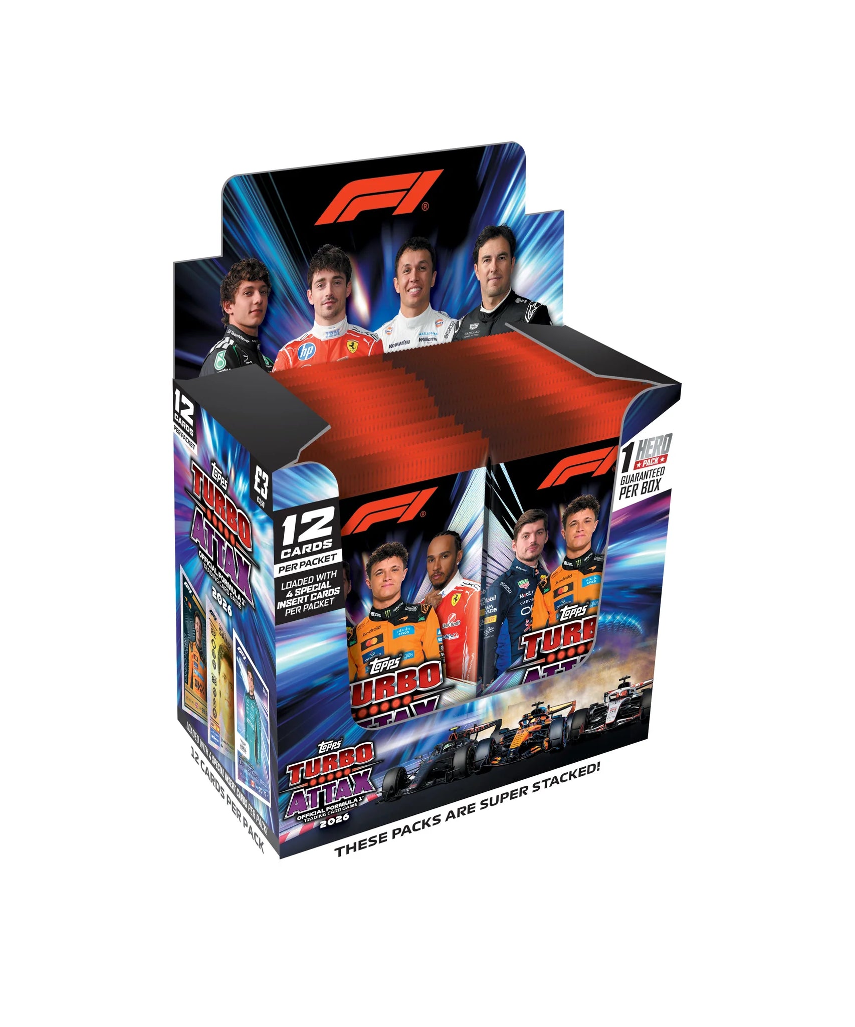 Topps F1 Turbo Attax 2026 Trading Card Booster Pack, 12 Cards per Pack, Includes 4 Shiny Cards, Formula 1 Collectible, 6+ Years