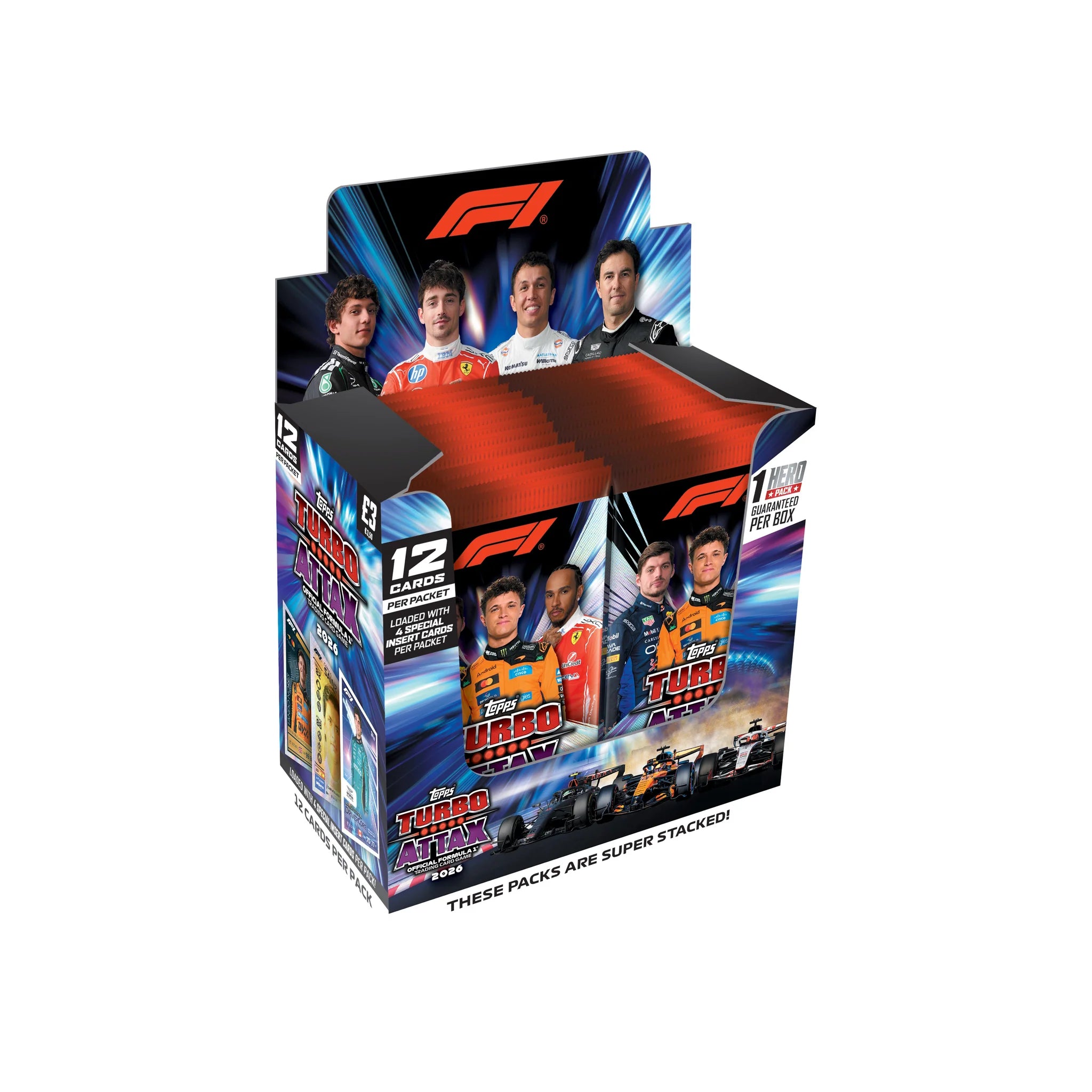 Topps F1 Turbo Attax 2026 Trading Card Booster Pack, 12 Cards per Pack, Includes 4 Shiny Cards, Formula 1 Collectible, 6+ Years