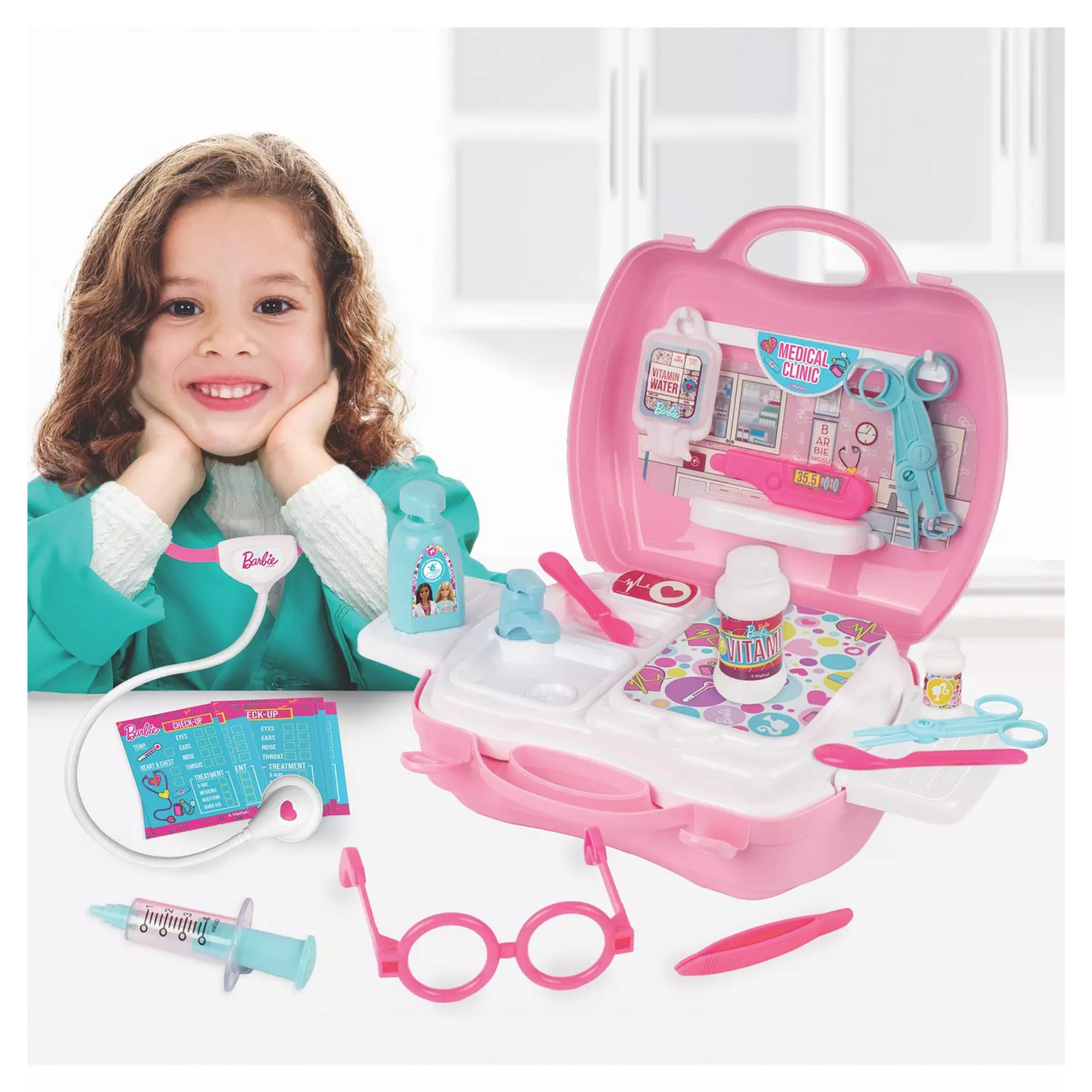مجموعة لعب طبيبة باربي من سينكو كرييشنز، 20 قطعة مع حقيبة حمل، لعبة لعب الأدوار مناسبة للأطفال من سن 3 سنوات فما فوق