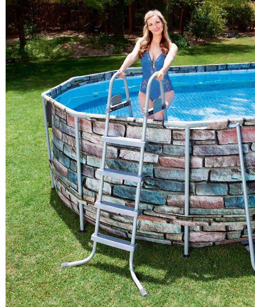 Bestway Powersteel Graph Frame Above-Ground Swimming Pool Set 6.10m x 3.66m x 1.22m – Adult 14+