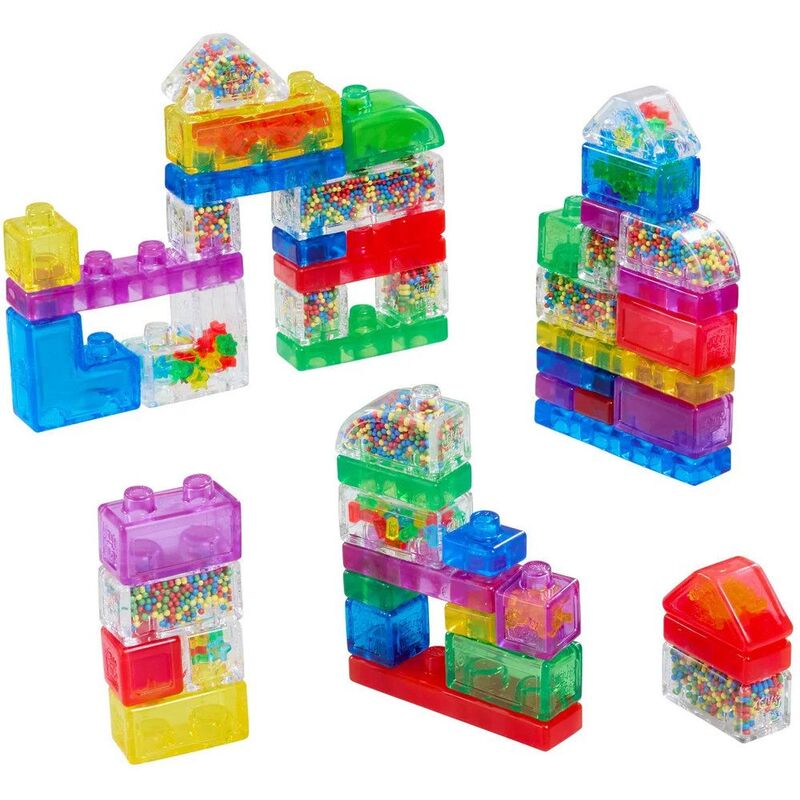 Jelly Blox Mega Pack, 50-Piece Sensory Building Blocks, Soft Squishy Toddler Toys, Creative Play for Ages 2+, Fine Motor Skills Development, Safe Non-Toxic Plastic, Multicolor, Educational Construction Set