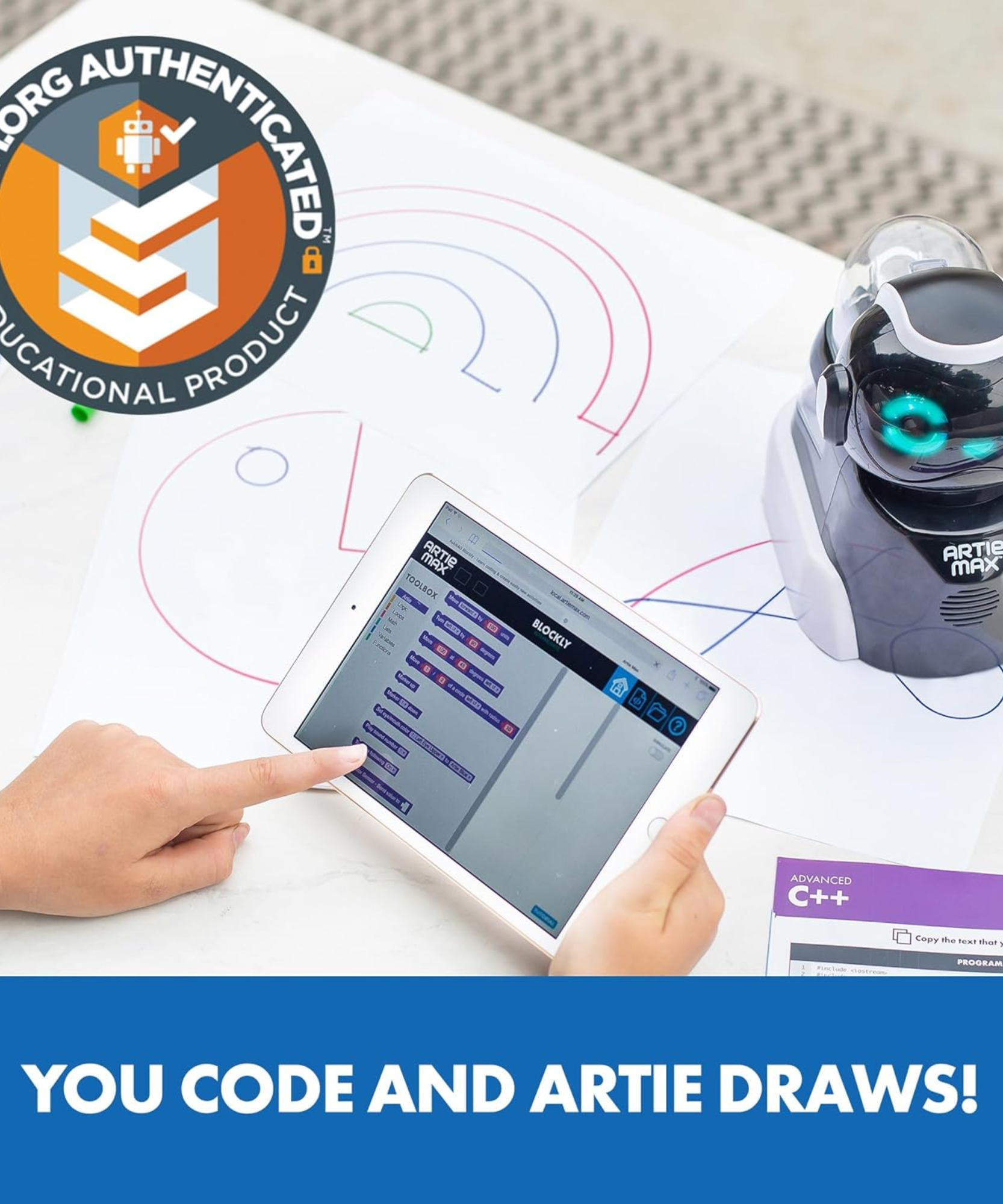 موارد التعلم أرتي ماكس، روبوت البرمجة، يُعلّم 5 لغات برمجة من خلال الرسم، لعبة تعليمية STEM للأعمار من 8 سنوات فما فوق