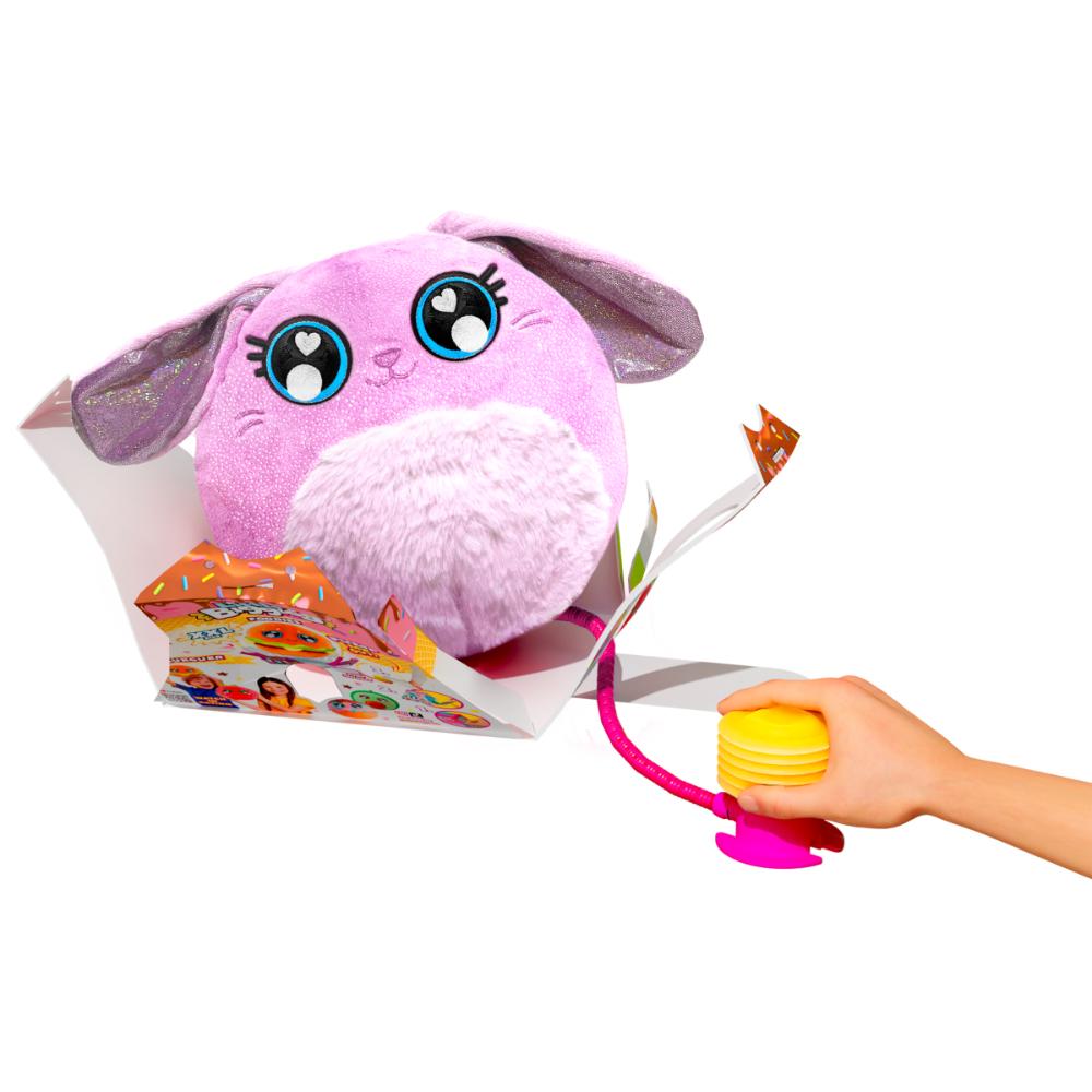 لعبة أرنب بيجيز المحشوة القابلة للنفخ، لعبة محشوة صغيرة قابلة للنمو، شخصية قطيفة ناعمة قابلة لإعادة الاستخدام للأطفال، متعة فك الصندوق التفاعلية، لعبة حيوانات قابلة للتجميع