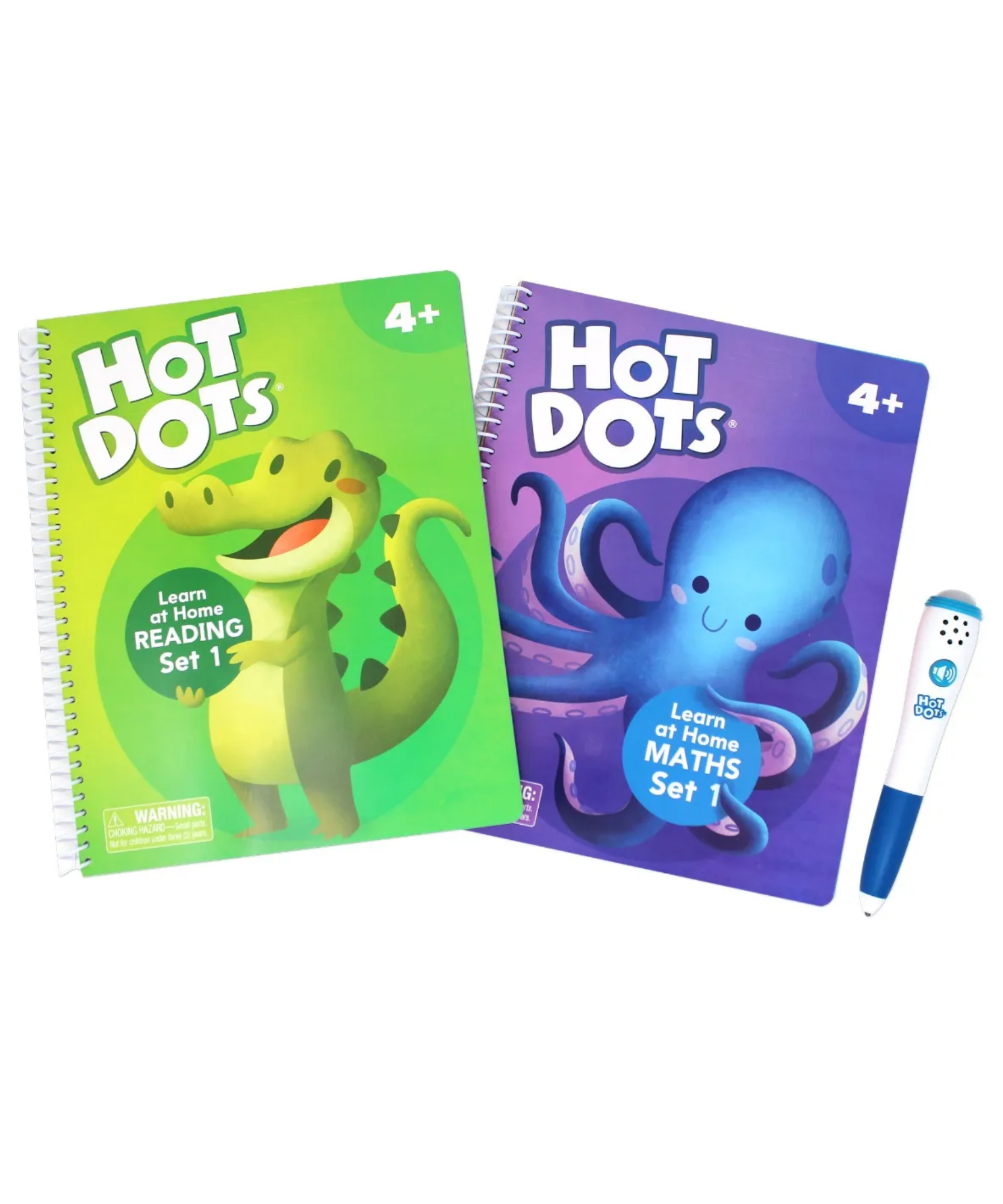 Learning Resources Hot Dots Learn at Home Reading and Maths Set 1, Interactive Learning System with Pen and 2 Activity Books, Ages 4 Plus