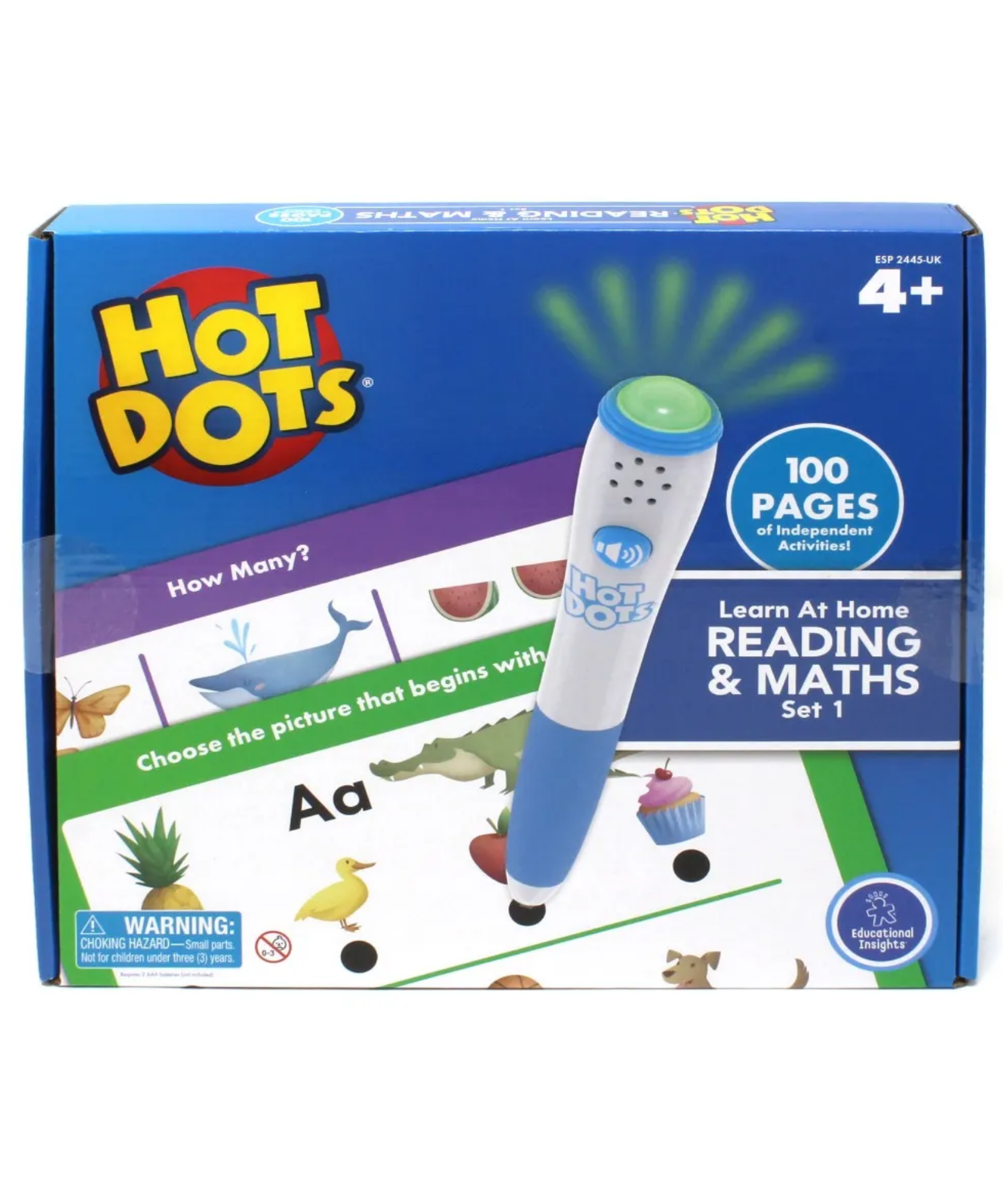 Learning Resources Hot Dots Learn at Home Reading and Maths Set 1, Interactive Learning System with Pen and 2 Activity Books, Ages 4 Plus
