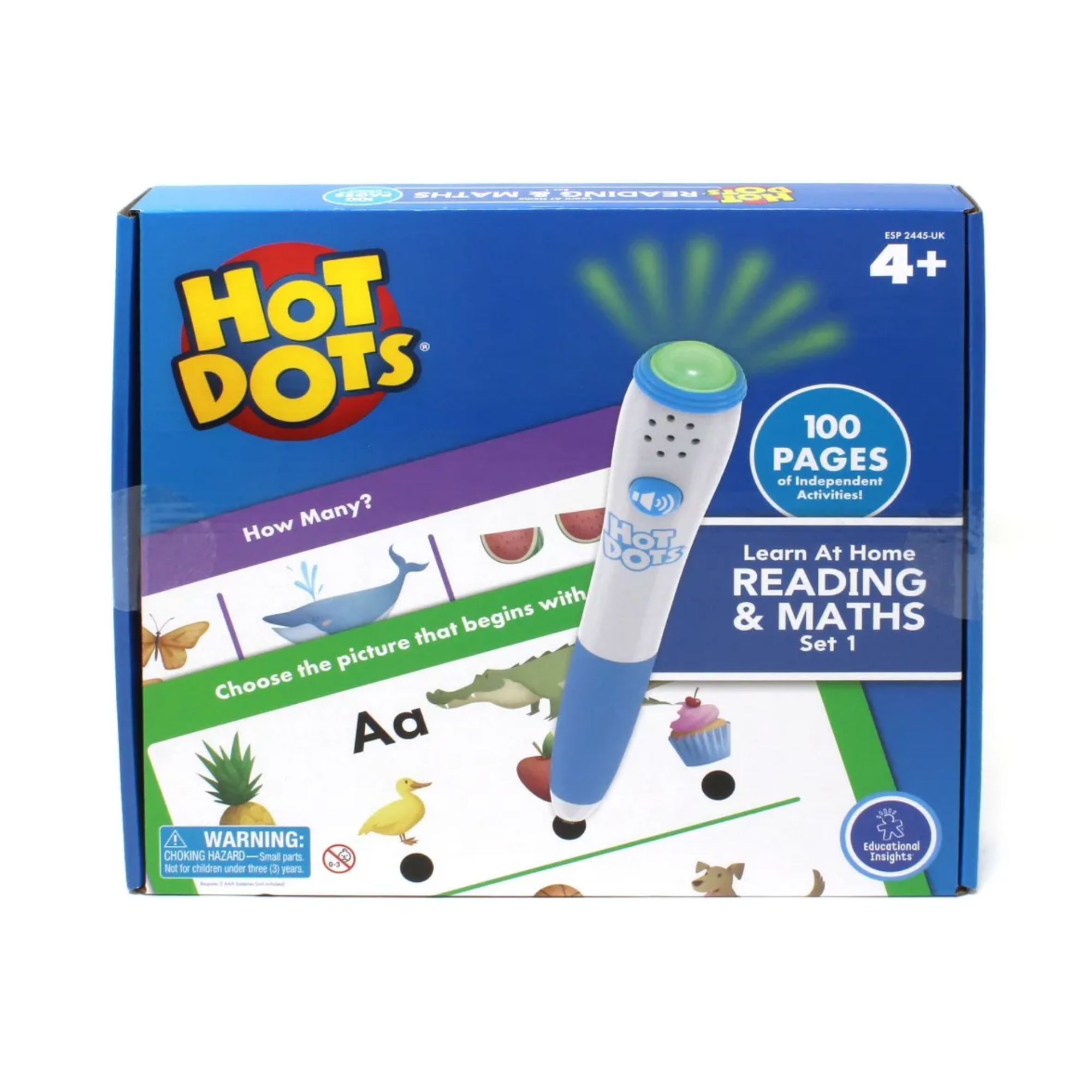 Learning Resources Hot Dots Learn at Home Reading and Maths Set 1, Interactive Learning System with Pen and 2 Activity Books, Ages 4 Plus