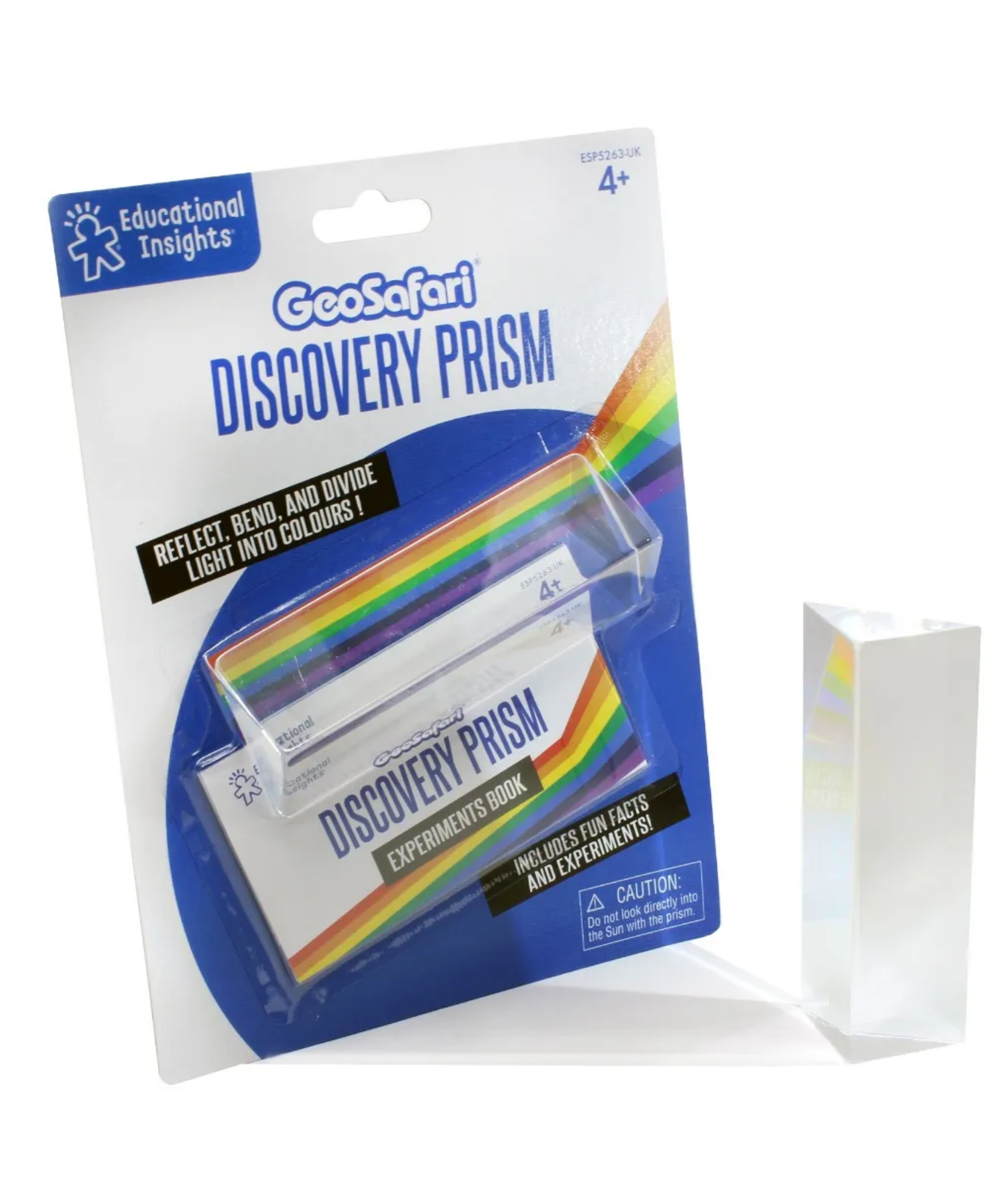 منشور ديسكفري من Learning Resources، منشور علمي بصري 10 سم للأطفال، يقسم الضوء الأبيض إلى طيف، يتضمن دليل أنشطة، مناسب للأعمار من 8 سنوات فما فوق