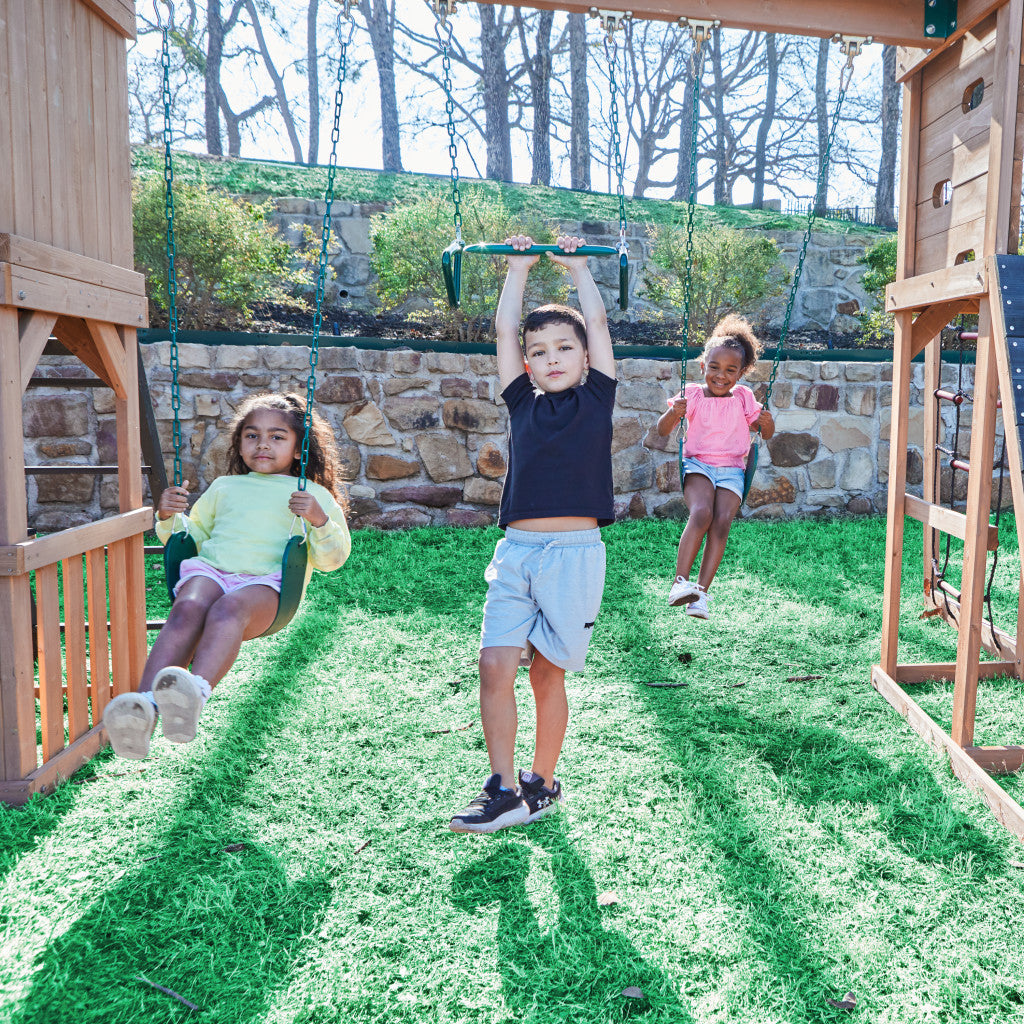 KidKraft Treetop Observatory Wooden Swing Set / Playset – Deluxe Outdoor Clubhouse with Slides, Swings, Crow’s Nest, and Kitchen for Kids Age 3-10 Years