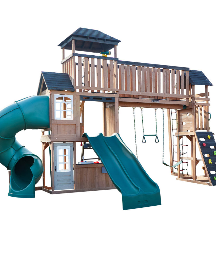 KidKraft Treetop Observatory Wooden Swing Set / Playset – Deluxe Outdoor Clubhouse with Slides, Swings, Crow’s Nest, and Kitchen for Kids Age 3-10 Years