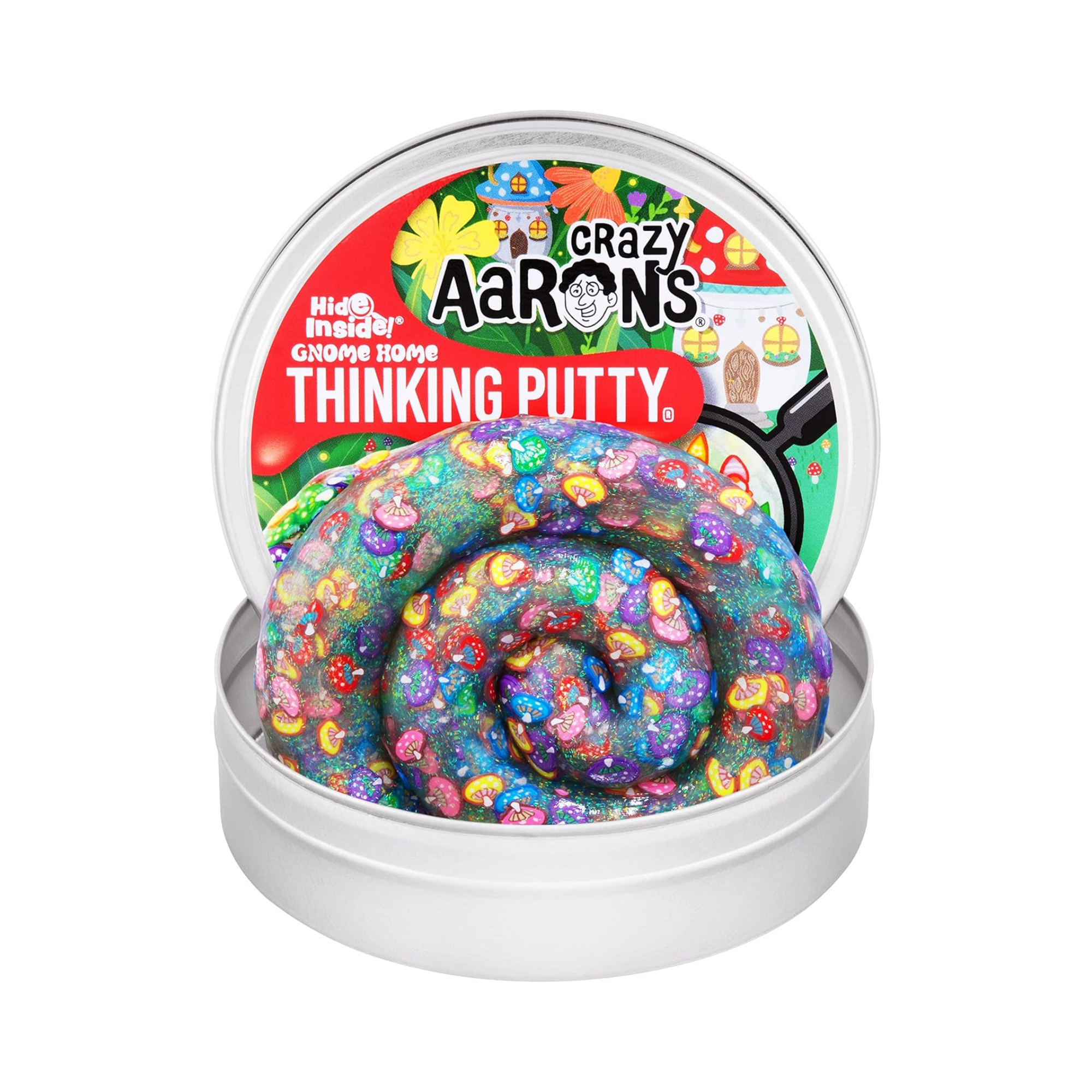 مخبأ آرون المجنون في الداخل! معجون التفكير المنزلي من غنوم، علبة معدنية مقاس 4 بوصات مع 90 غرامًا من معجون اللعب الحسي غير السام الذي لا يجف أبدًا، لعبة فيدجيت إبداعية ناعمة الملمس للأولاد والبنات من عمر 3 سنوات فما فوق.
