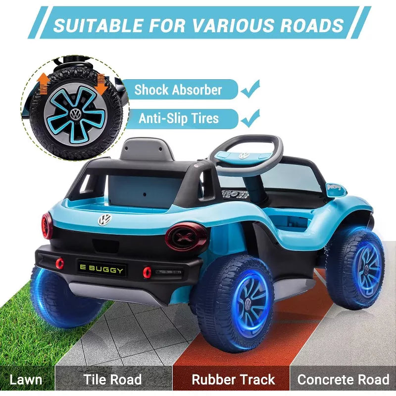 Licensed Volkswagen 12V Kids Ride-On Car with Parental Remote Control, LED Lights, Bluetooth, MP3 Player, Electric Battery Vehicle for Children 3+ Years
