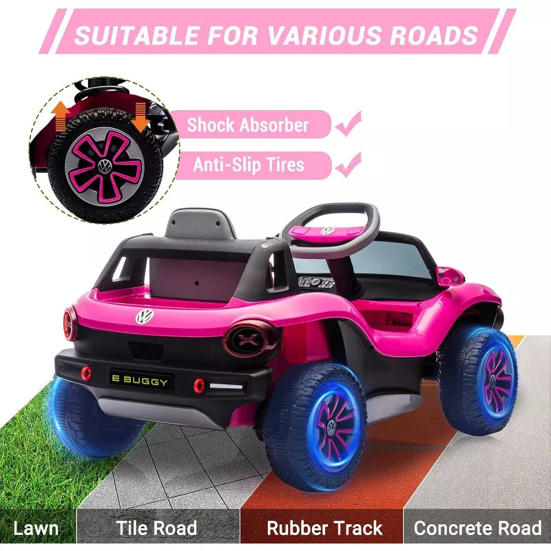 Licensed Volkswagen 12V Kids Ride-On Car with Parental Remote Control, LED Lights, Bluetooth, MP3 Player, Electric Battery Vehicle for Children 3+ Years