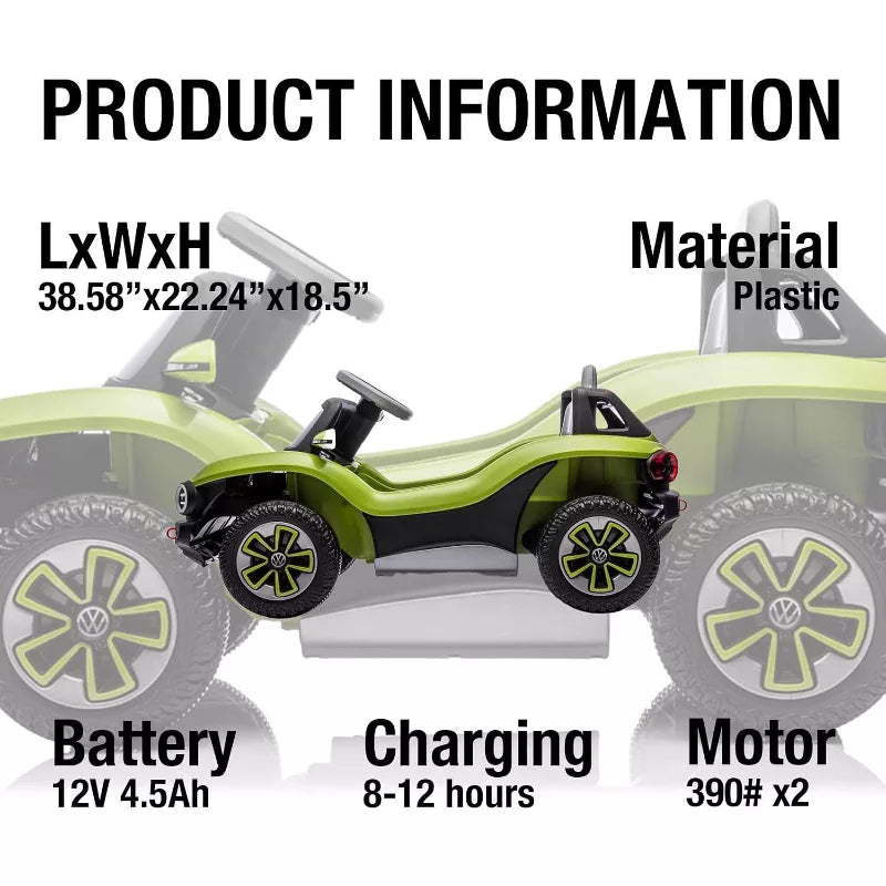 Licensed Volkswagen 12V Kids Ride-On Car with Parental Remote Control, LED Lights, Bluetooth, MP3 Player, Electric Battery Vehicle for Children 3+ Years