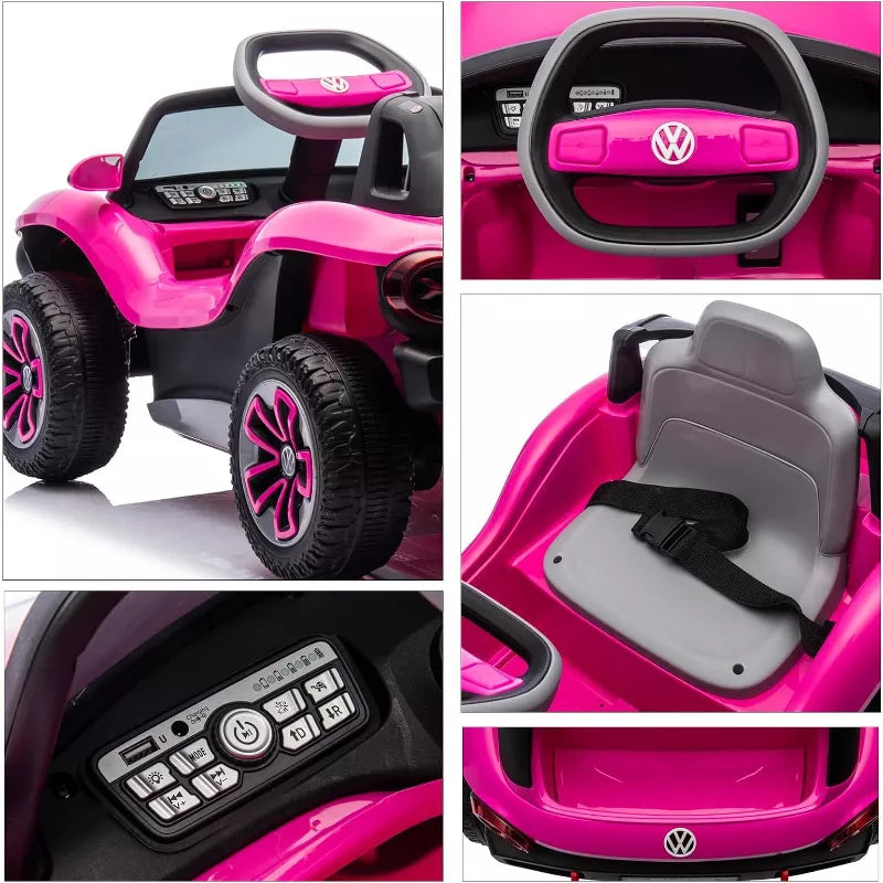 Licensed Volkswagen 12V Kids Ride-On Car with Parental Remote Control, LED Lights, Bluetooth, MP3 Player, Electric Battery Vehicle for Children 3+ Years