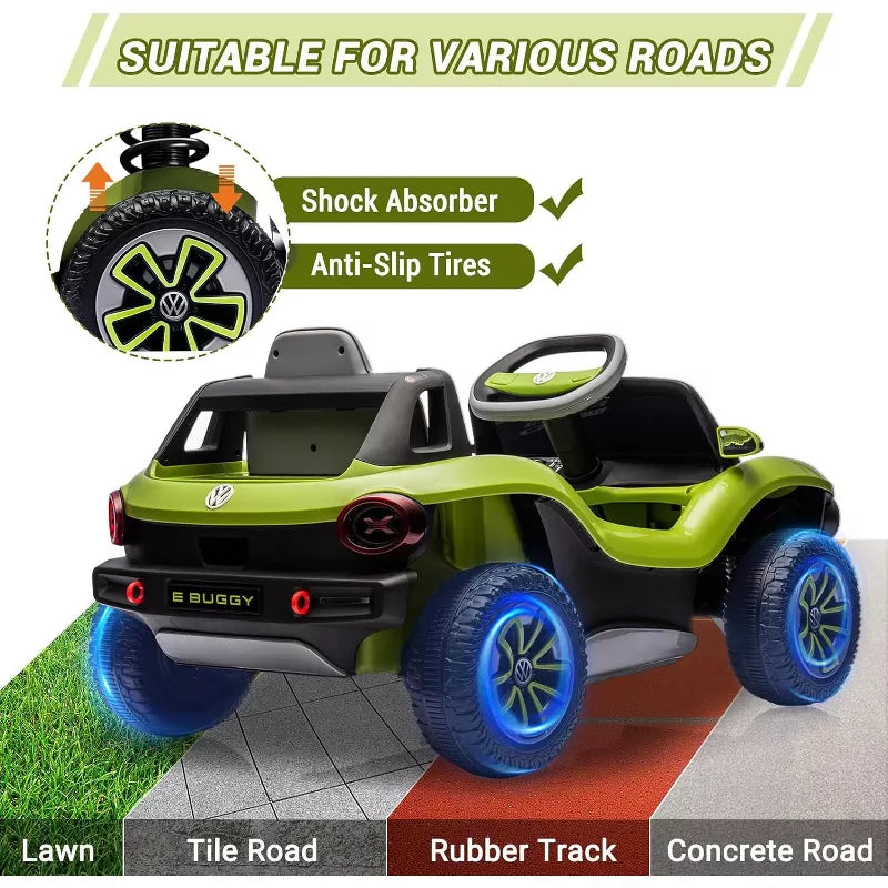 Licensed Volkswagen 12V Kids Ride-On Car with Parental Remote Control, LED Lights, Bluetooth, MP3 Player, Electric Battery Vehicle for Children 3+ Years