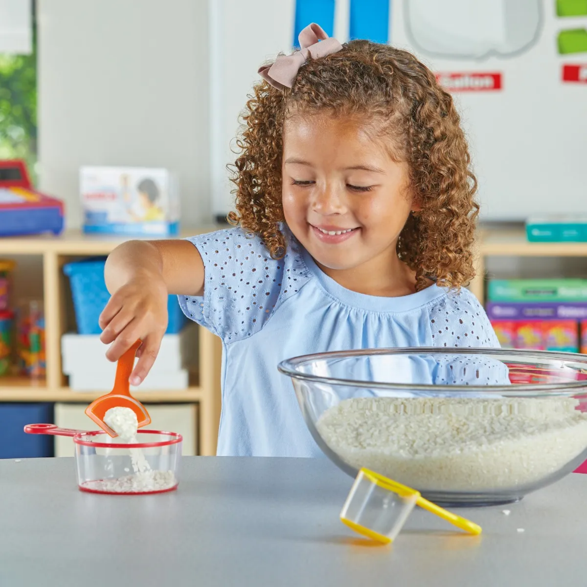Learning Resources Rainbow Fraction Measuring Cups Set of 4 Visual Fraction Learning Tool for Kids Ages 3 Plus