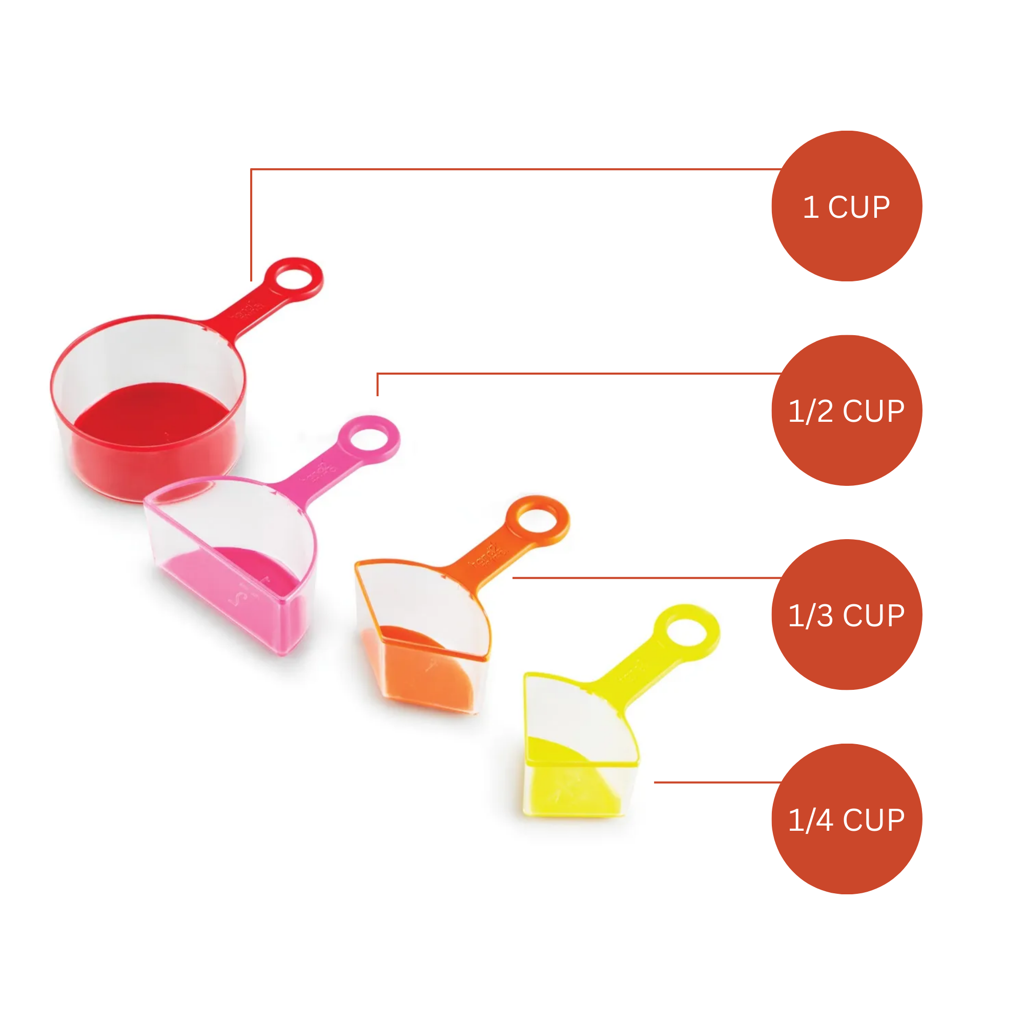Learning Resources Rainbow Fraction Measuring Cups Set of 4 Visual Fraction Learning Tool for Kids Ages 3 Plus