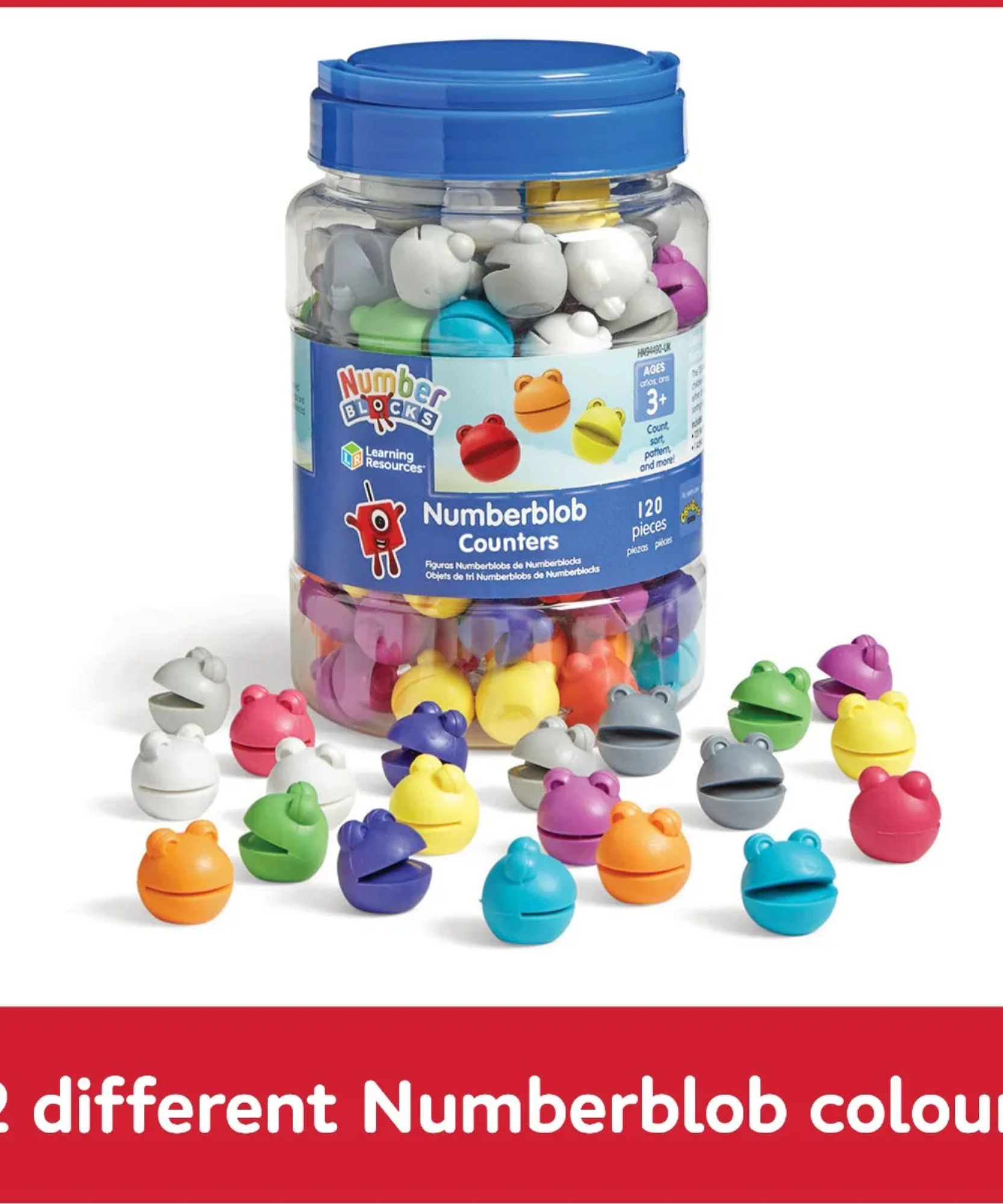 Learning Resources Numberblocks Numberblob Counters, 120 Counters in Unique Colours for Early Maths Learning, Ideal for Counting, Sorting, Addition, Subtraction, and More