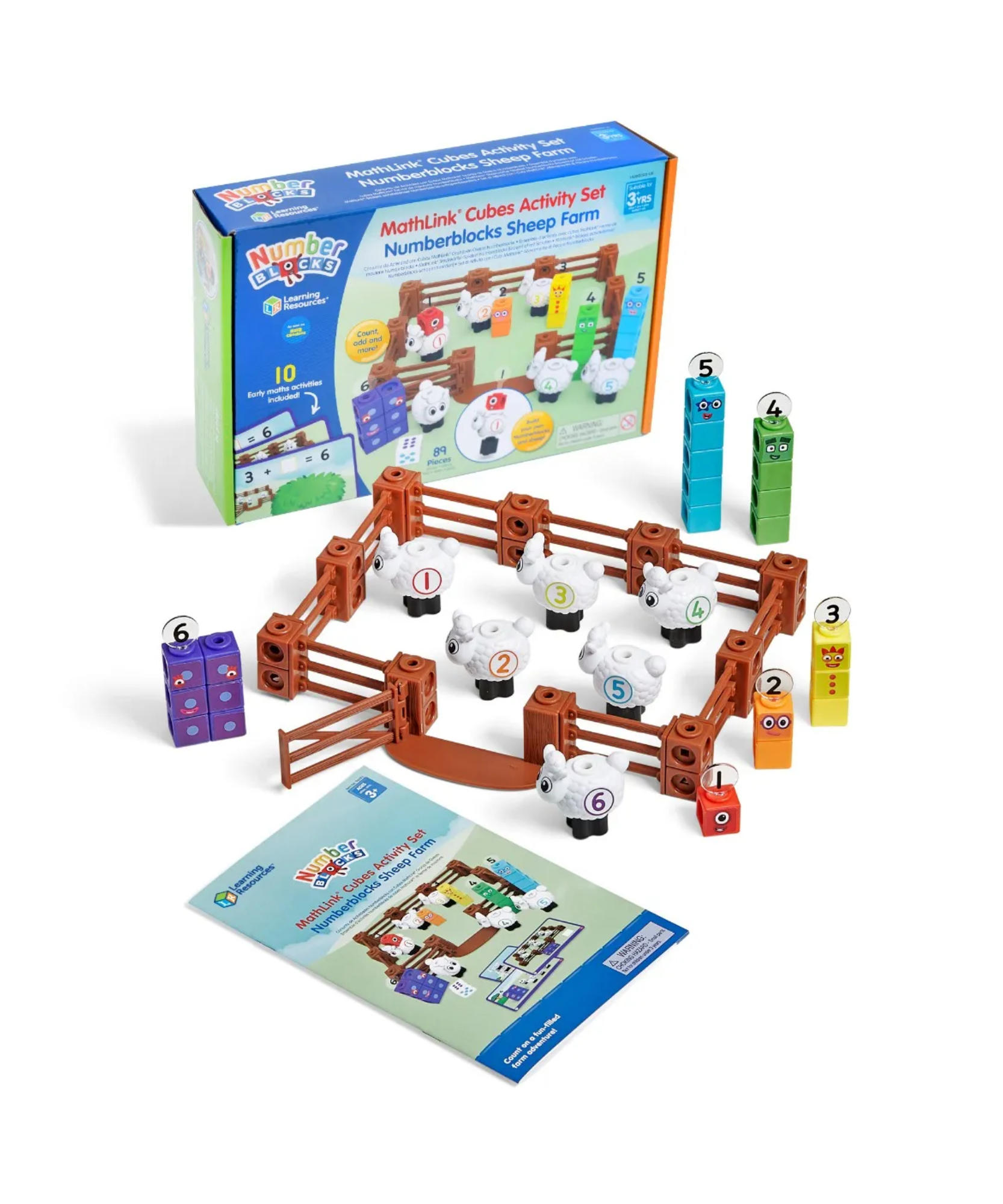 Learning Resources MathLink Cubes Numberblocks Counting Sheep Farm Activity Set, Buildable Characters, Early Math Learning Toys, and Farmyard Play, 89 Piece Set for Ages 3 and Up