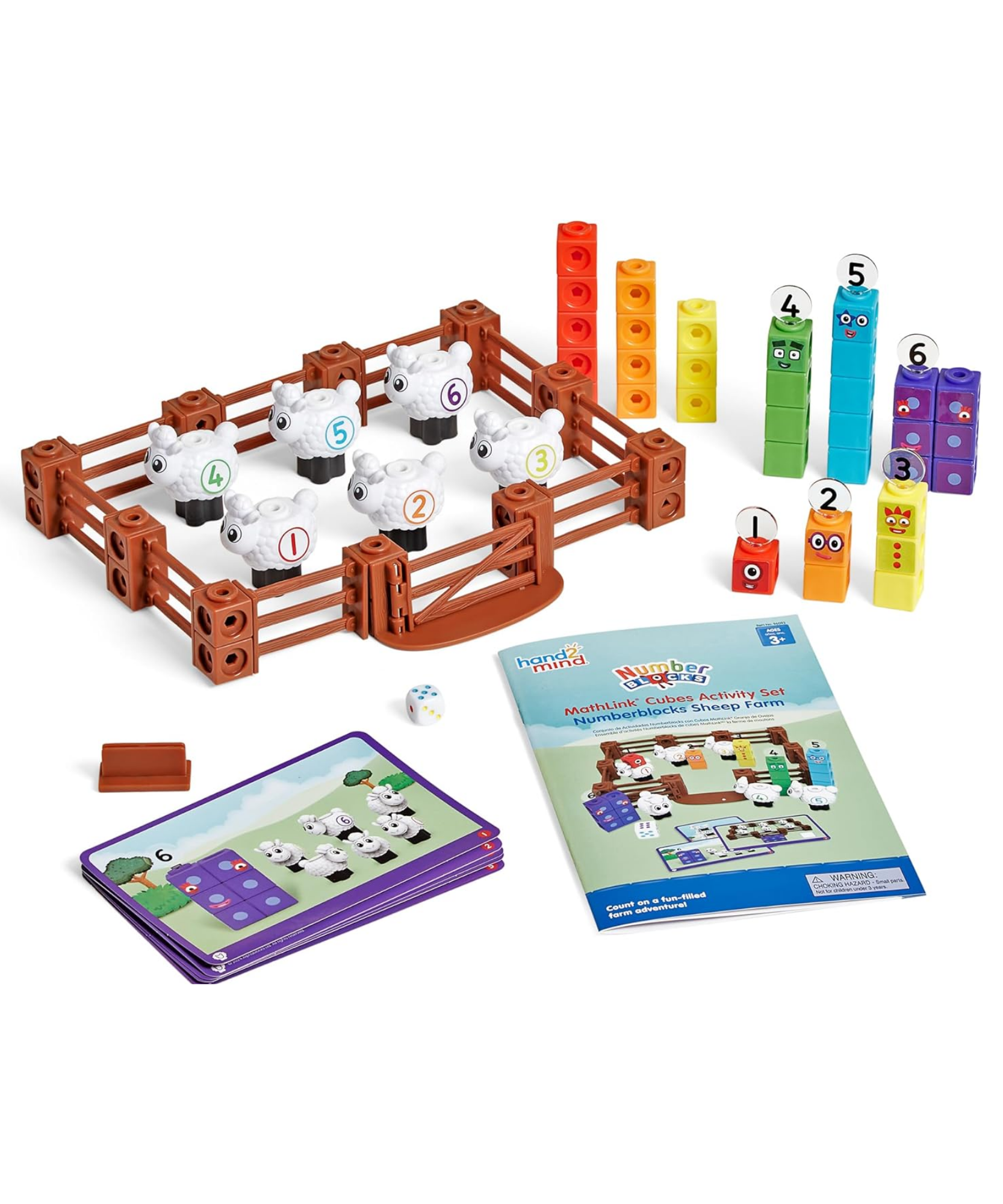 Learning Resources MathLink Cubes Numberblocks Counting Sheep Farm Activity Set, Buildable Characters, Early Math Learning Toys, and Farmyard Play, 89 Piece Set for Ages 3 and Up
