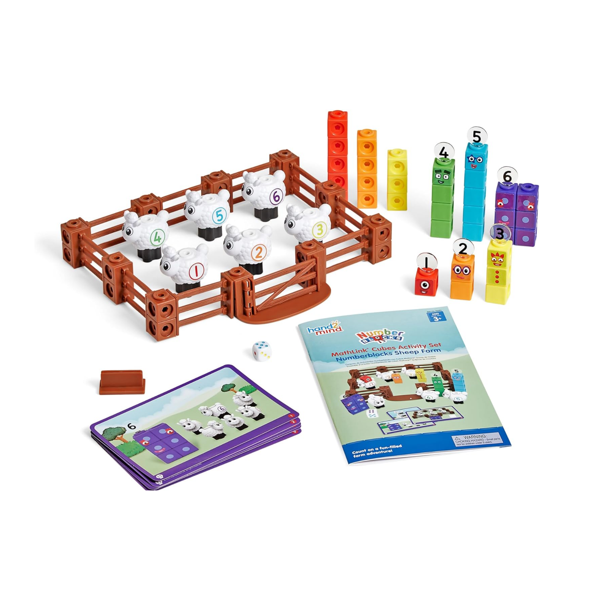 Learning Resources MathLink Cubes Numberblocks Counting Sheep Farm Activity Set, Buildable Characters, Early Math Learning Toys, and Farmyard Play, 89 Piece Set for Ages 3 and Up