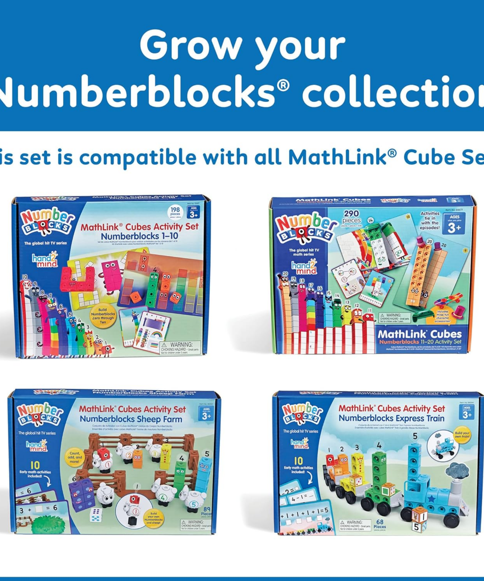 Learning Resources MathLink Cubes Numberblocks Counting Sheep Farm Activity Set, Buildable Characters, Early Math Learning Toys, and Farmyard Play, 89 Piece Set for Ages 3 and Up