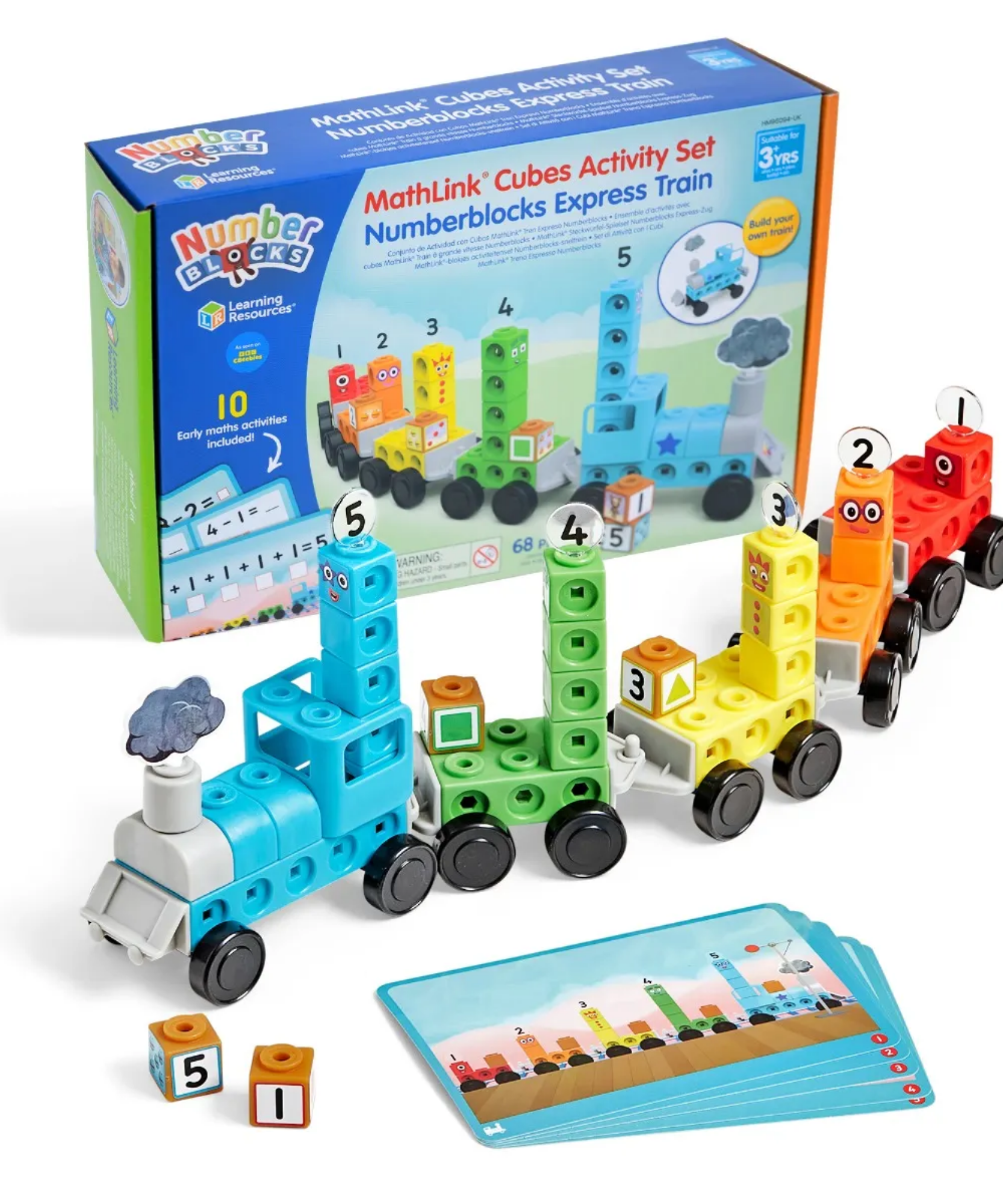 Learning Resources MathLink Cubes Numberblocks Express Train Activity Set, Buildable Number Train Toy with Maths Activities, Ages 3+