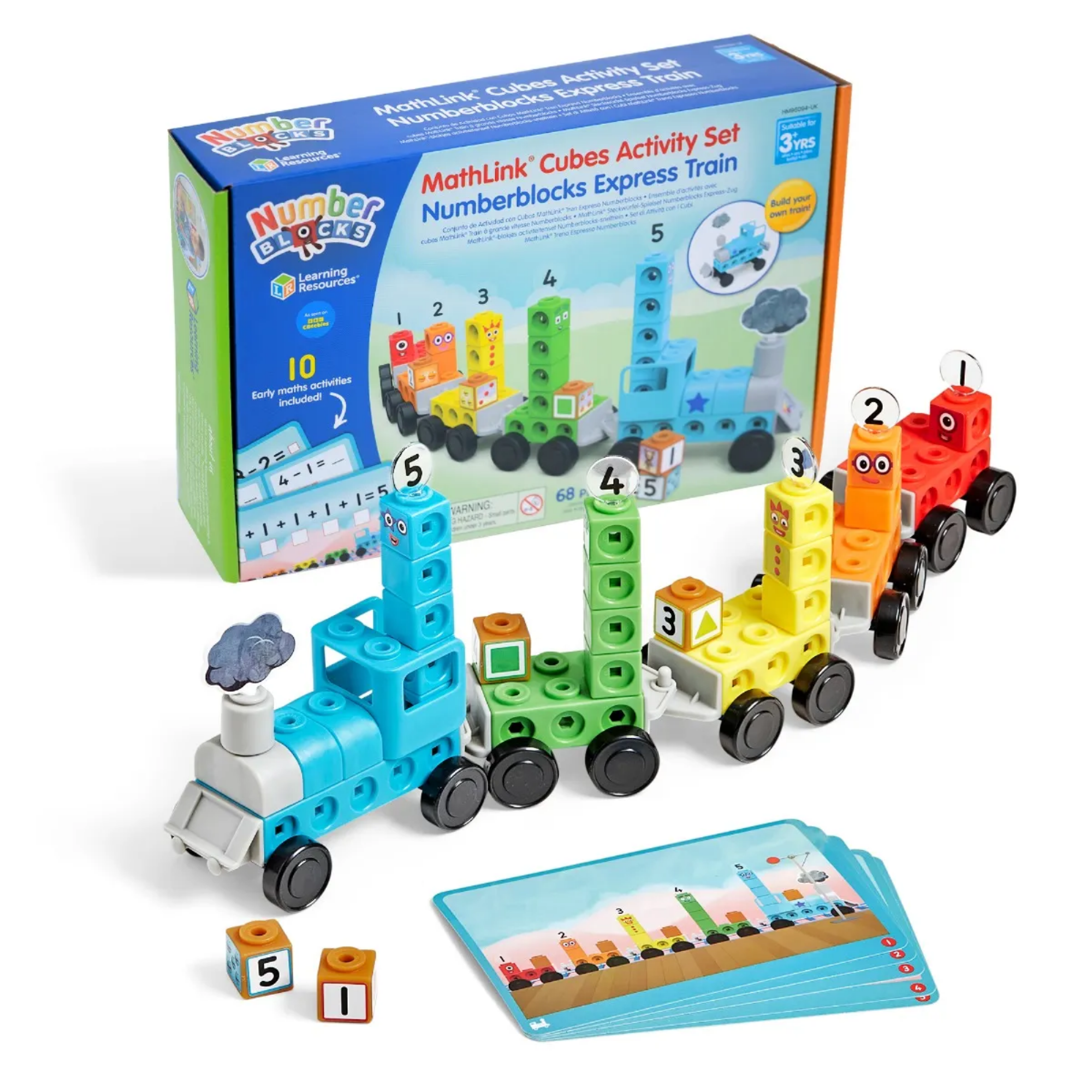Learning Resources MathLink Cubes Numberblocks Express Train Activity Set, Buildable Number Train Toy with Maths Activities, Ages 3+
