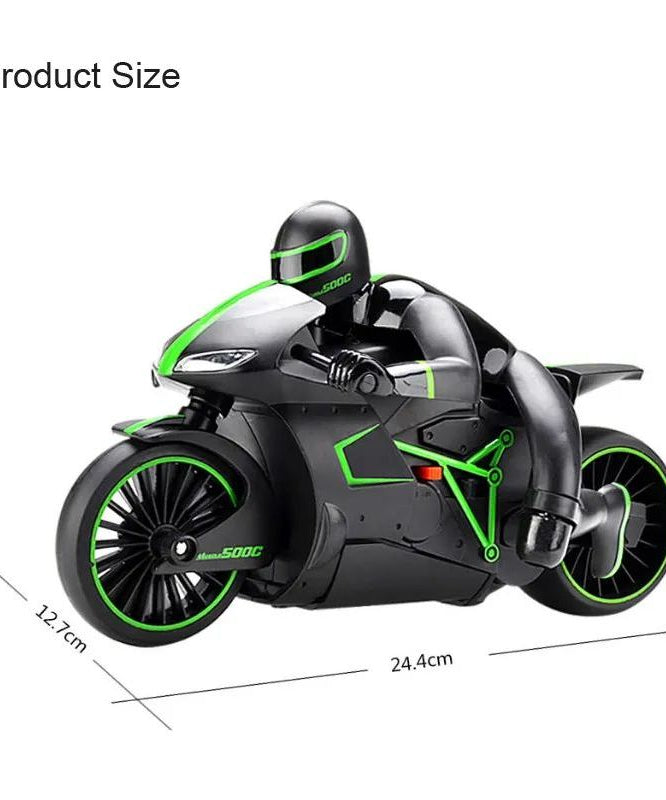 Crazon 1:18 High-Speed RC Motorcycle, Green, 2.4GHz Remote Control, Rechargeable Battery, 3+