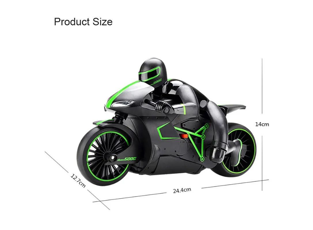 Crazon 1:18 High-Speed RC Motorcycle, Green, 2.4GHz Remote Control, Rechargeable Battery, 3+