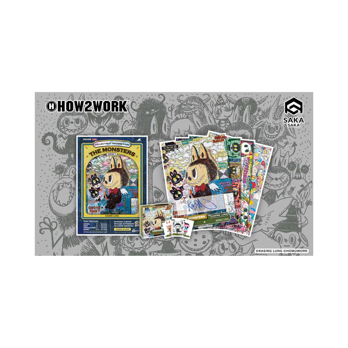 Close-up of Labubu Series 3 Chrome Trading Cards Featuring Kasing Lung Artwork and Holographic Detail