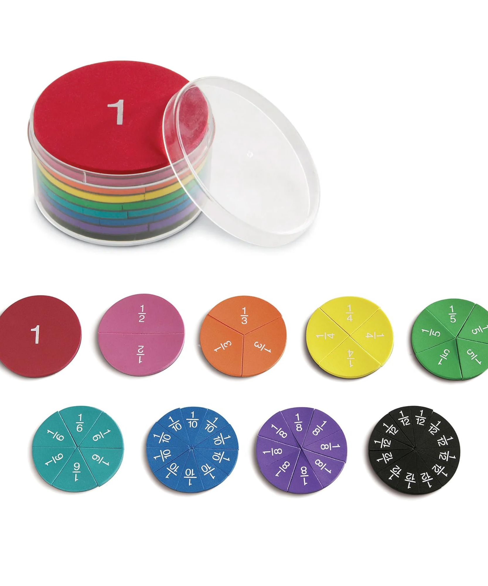مجموعة دوائر قوس قزح من إسفنج مغناطيسي من Learning Resources، مجموعة تعلم الكسور للرياضيات العملية، مجموعة من 51 قطعة، للأعمار من 6 سنوات فما فوق