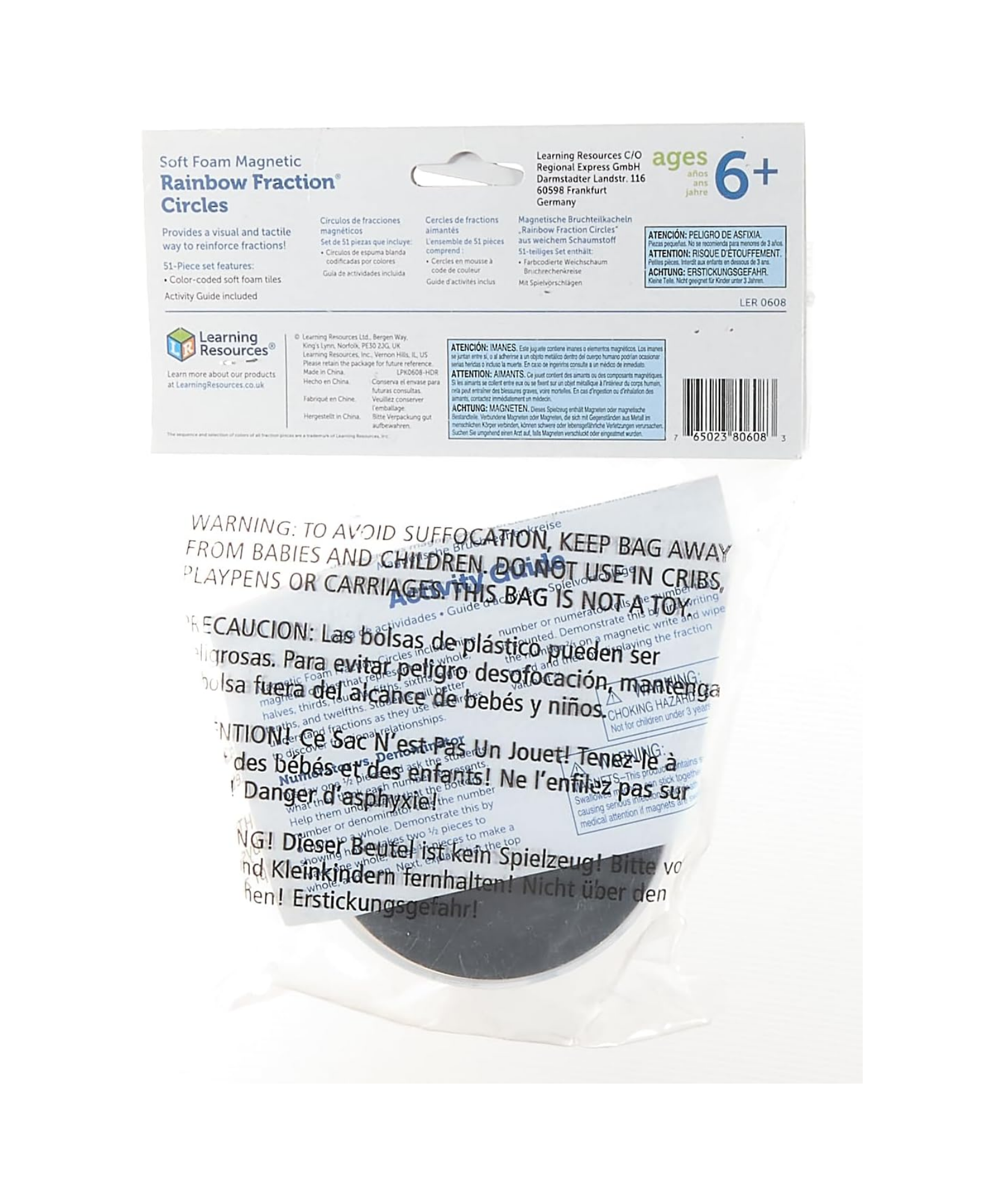 مجموعة دوائر قوس قزح من إسفنج مغناطيسي من Learning Resources، مجموعة تعلم الكسور للرياضيات العملية، مجموعة من 51 قطعة، للأعمار من 6 سنوات فما فوق