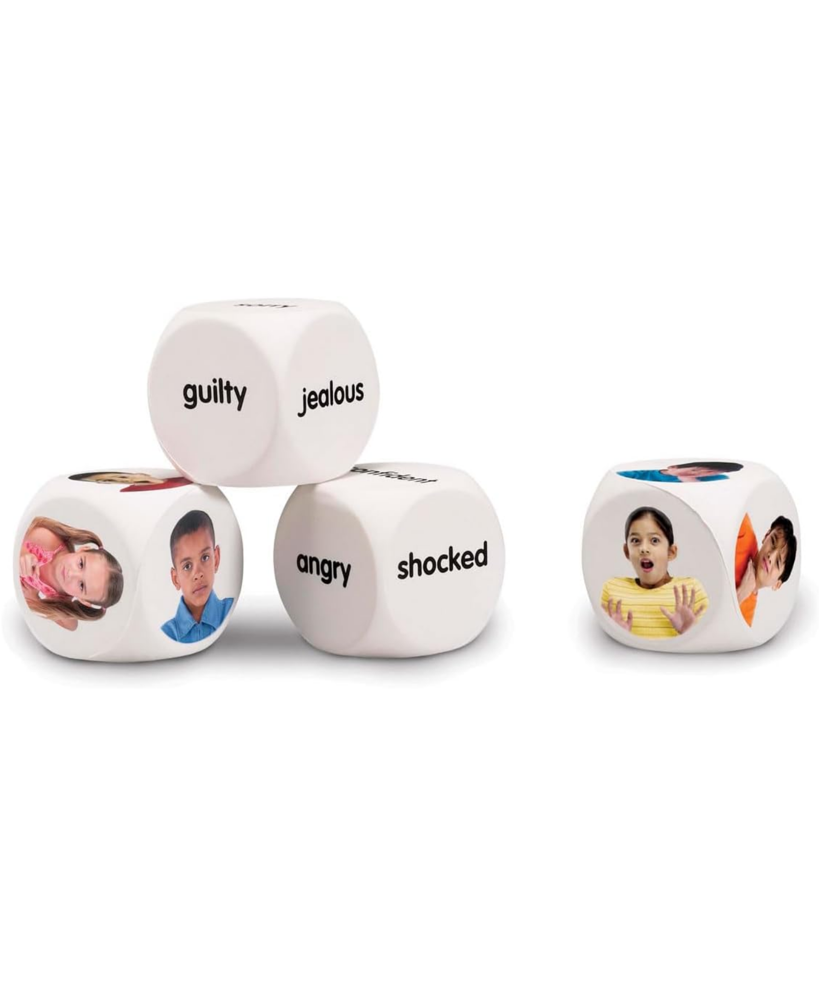 Learning Resources Emotion Cubes, Set of 4 Foam Cubes with Real-Life Photos and Emotion Words, Social Emotional Learning Toy for Kids, Build Emotional Awareness and Vocabulary, Ages 3+
