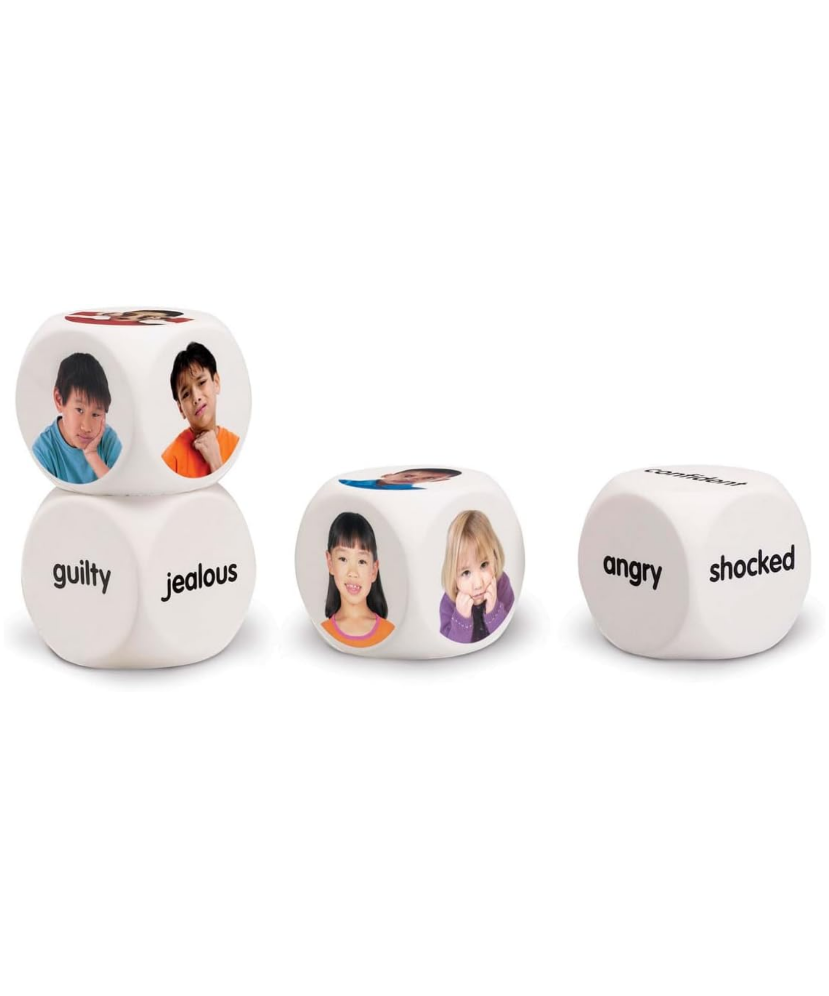 Learning Resources Emotion Cubes, Set of 4 Foam Cubes with Real-Life Photos and Emotion Words, Social Emotional Learning Toy for Kids, Build Emotional Awareness and Vocabulary, Ages 3+