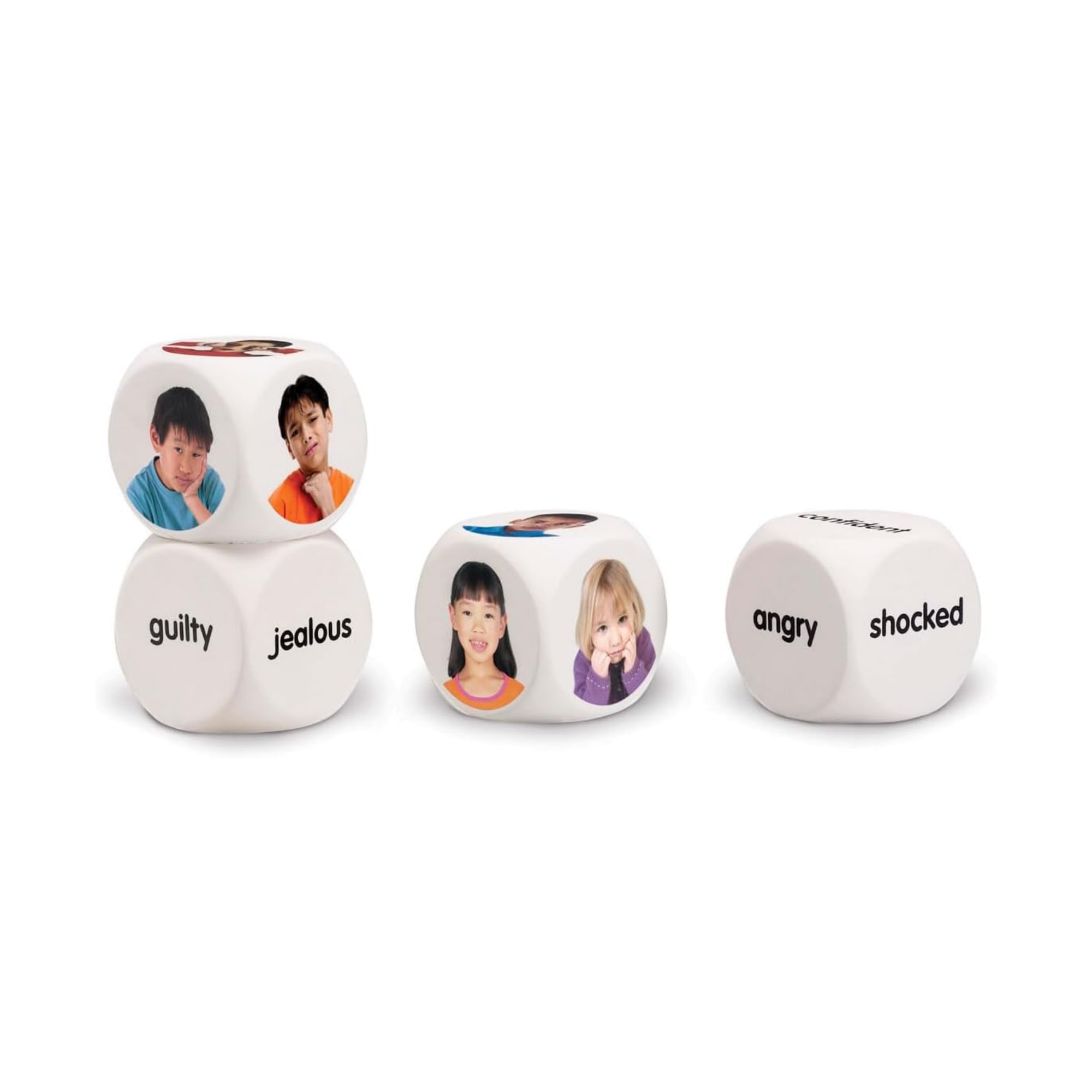Learning Resources Emotion Cubes, Set of 4 Foam Cubes with Real-Life Photos and Emotion Words, Social Emotional Learning Toy for Kids, Build Emotional Awareness and Vocabulary, Ages 3+