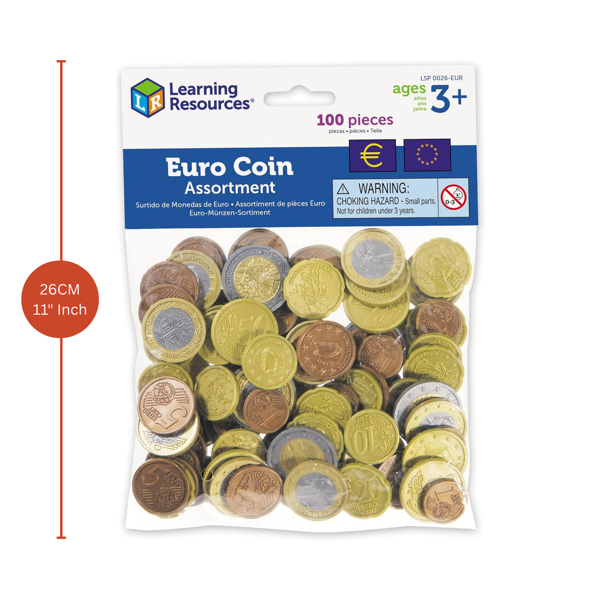 Learning Resources Play Euro Coins Set, 100 Realistic Euro Coins for Hands-On Money Maths & Coin Recognition, For Ages 5+