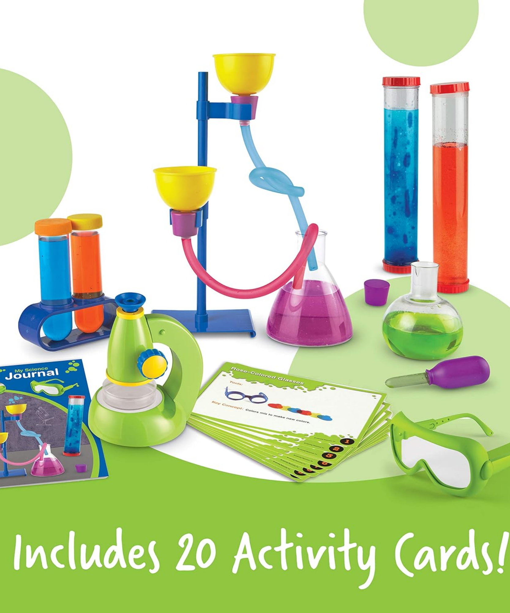 مجموعة مختبرات العلوم الأساسية الفاخرة من Learning Resources، مجموعة تعليم العلوم والتكنولوجيا والهندسة والرياضيات (STEM) للأطفال في سن ما قبل المدرسة مع أدوات مختبرية واقعية