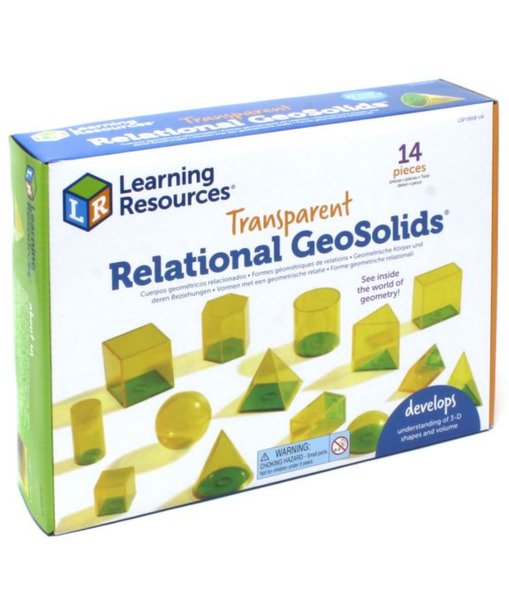Learning Resources Relational GeoSolids, 3D Transparent Shapes for Teaching Geometry and Volume, Hands-On Math Classroom Resource, Ages 8+, Includes Multilingual Activity Guide