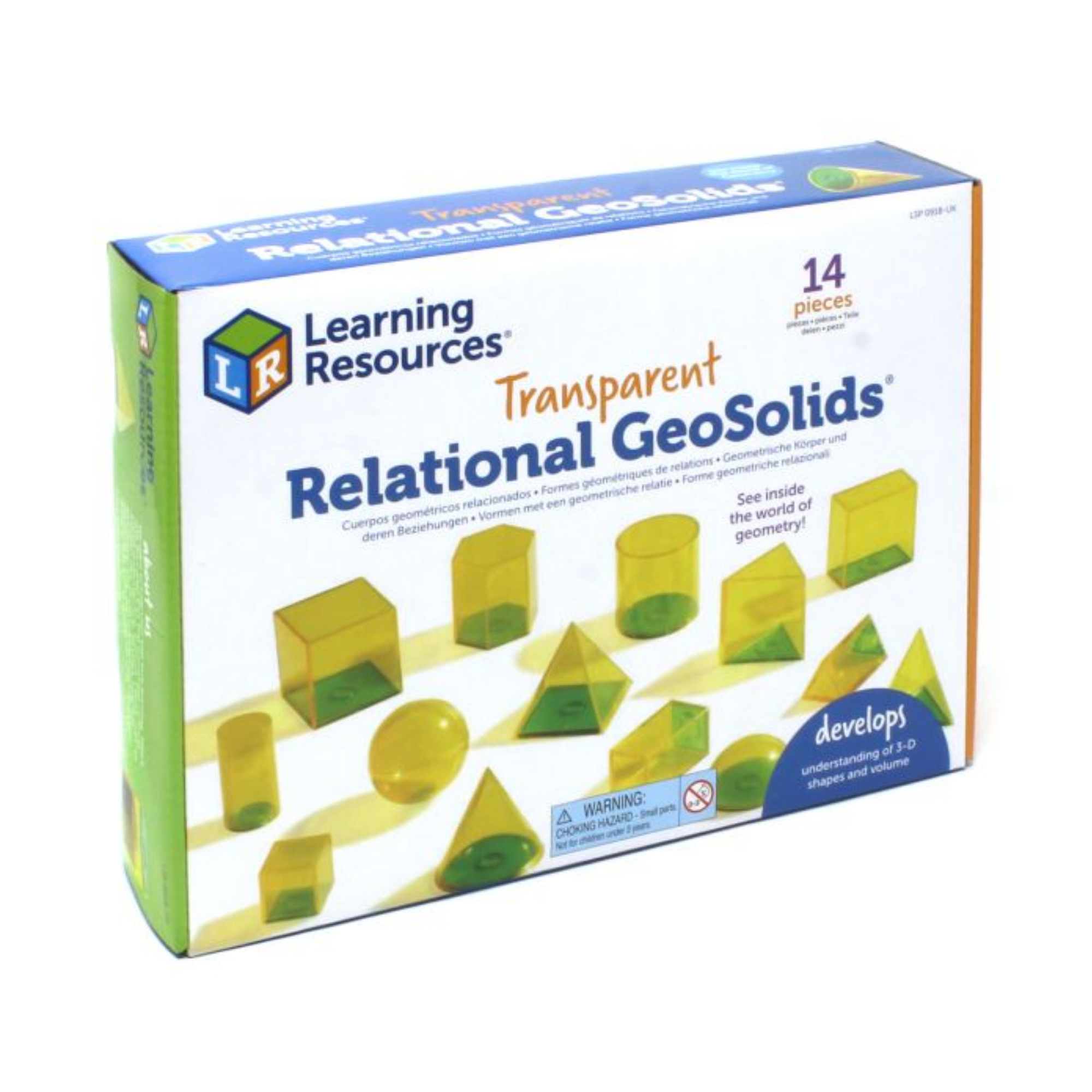 Learning Resources Relational GeoSolids, 3D Transparent Shapes for Teaching Geometry and Volume, Hands-On Math Classroom Resource, Ages 8+, Includes Multilingual Activity Guide