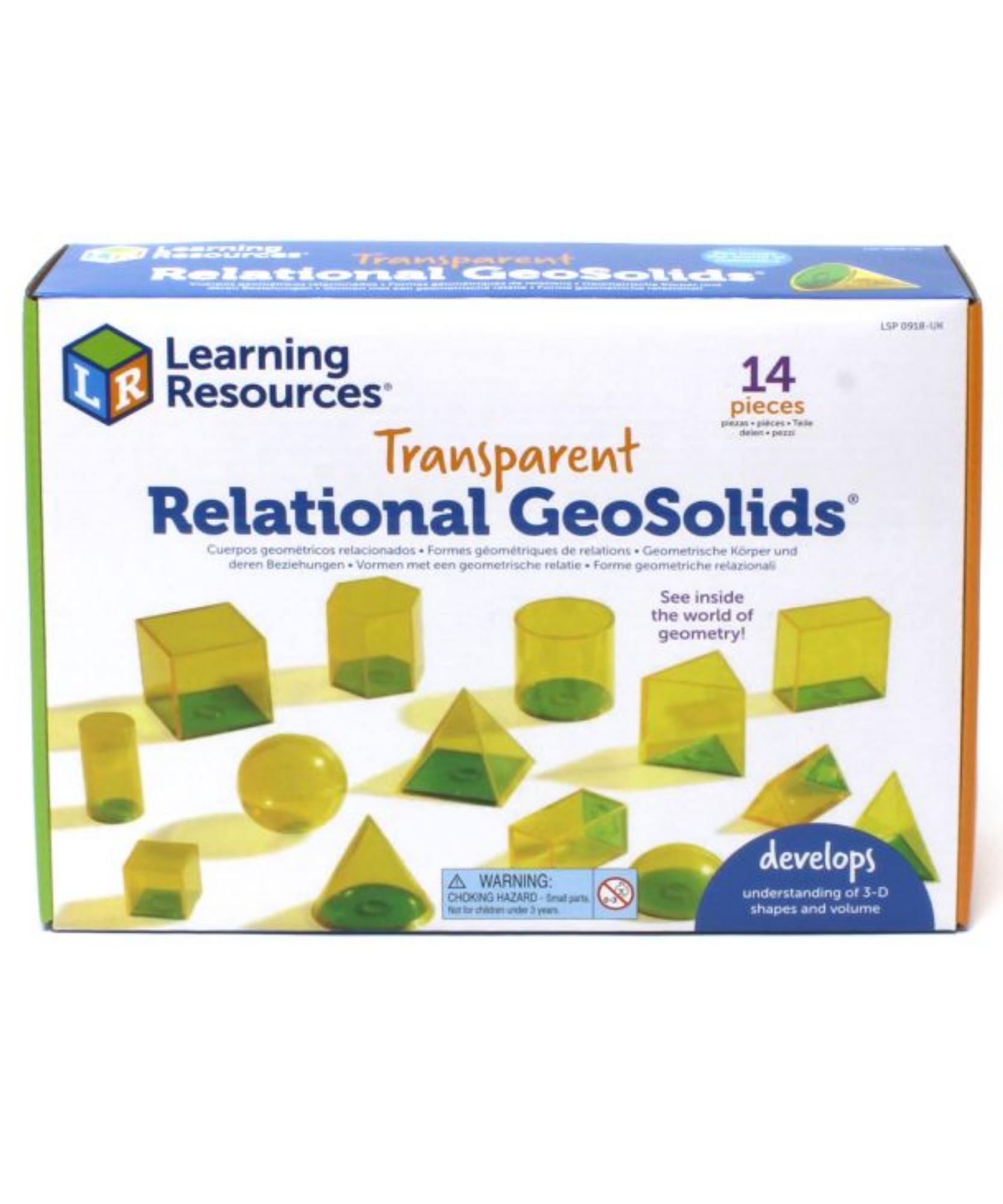 Learning Resources Relational GeoSolids, 3D Transparent Shapes for Teaching Geometry and Volume, Hands-On Math Classroom Resource, Ages 8+, Includes Multilingual Activity Guide