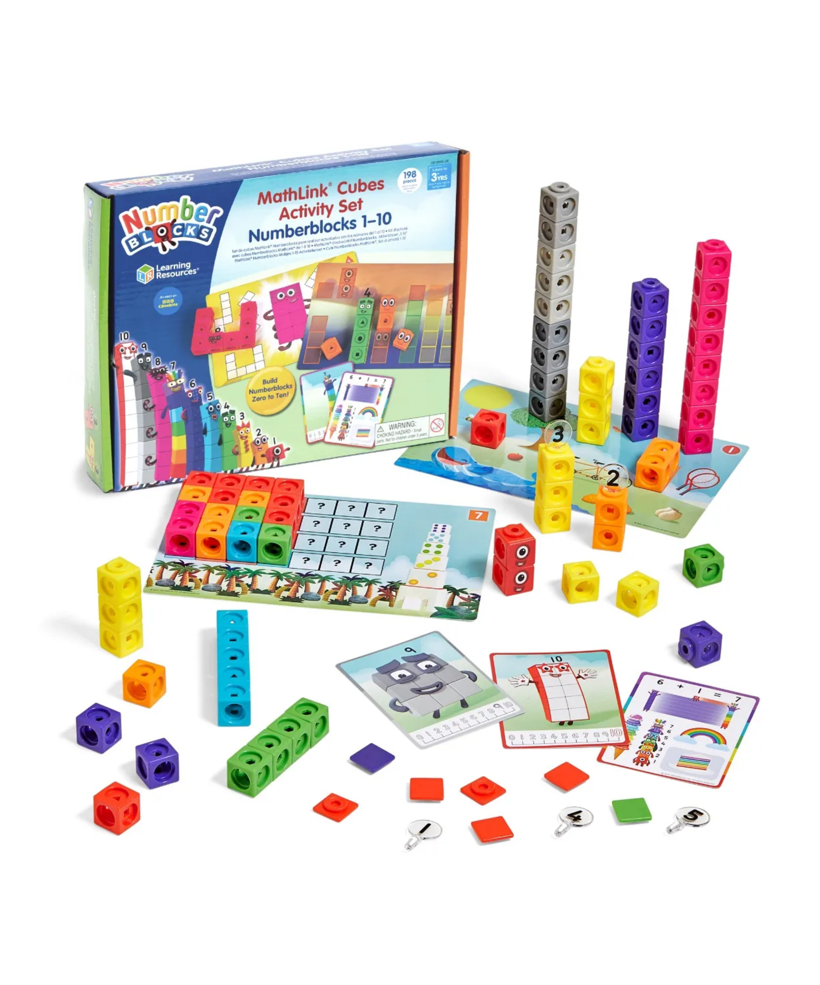 Learning Resources MathLink Cubes Numberblocks 1-10 Activity Set, Build Numberblocks Characters, Learn Early Maths Skills, Includes Zero, Activity Cards, and More