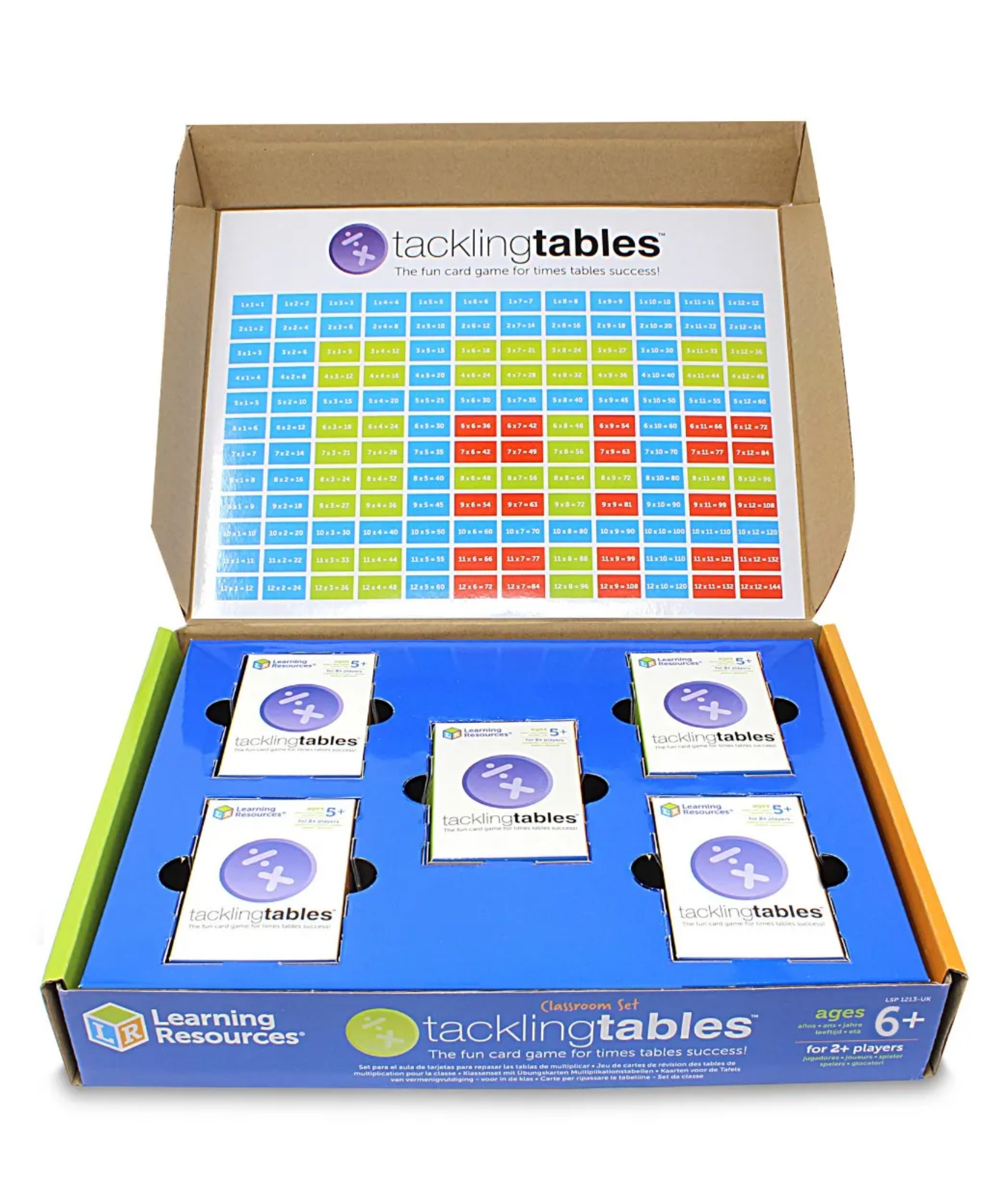 Learning Resources TacklingTables Classroom Set, Times Tables & Division Game for Key Stage 2, 10 Sets with Colour-Coded Chart, Ages 5+