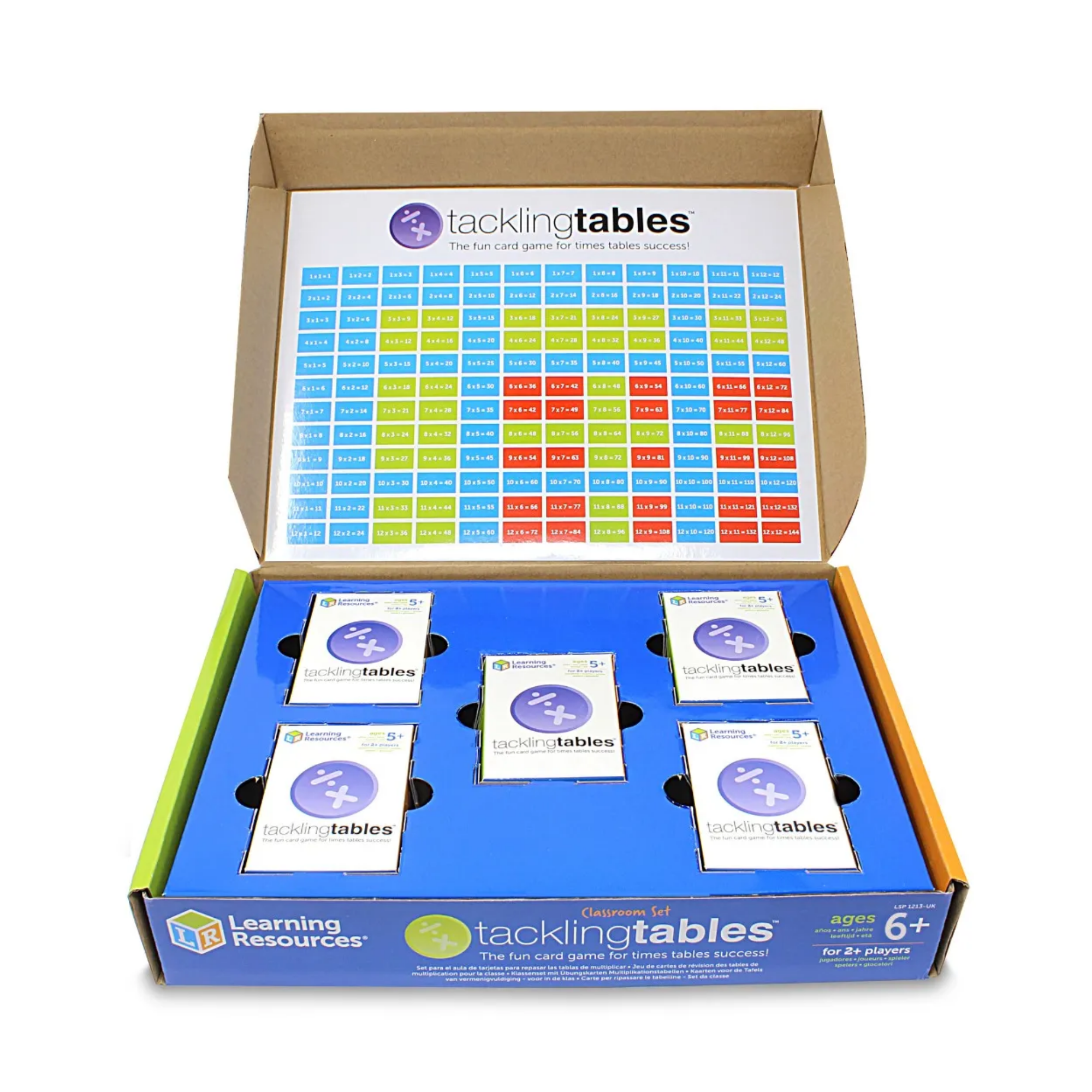 Learning Resources TacklingTables Classroom Set, Times Tables & Division Game for Key Stage 2, 10 Sets with Colour-Coded Chart, Ages 5+