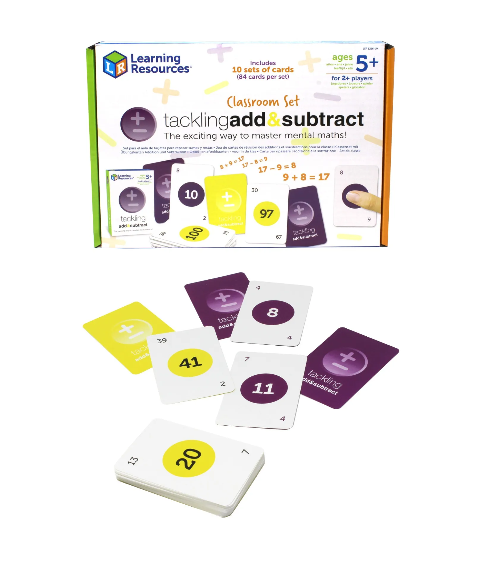 Learning Resources Tackling Add and Subtract Class Set, Maths Card Game for Building Mental Maths Fluency, Includes 10 Decks and Teacher Guide, Ages 5+