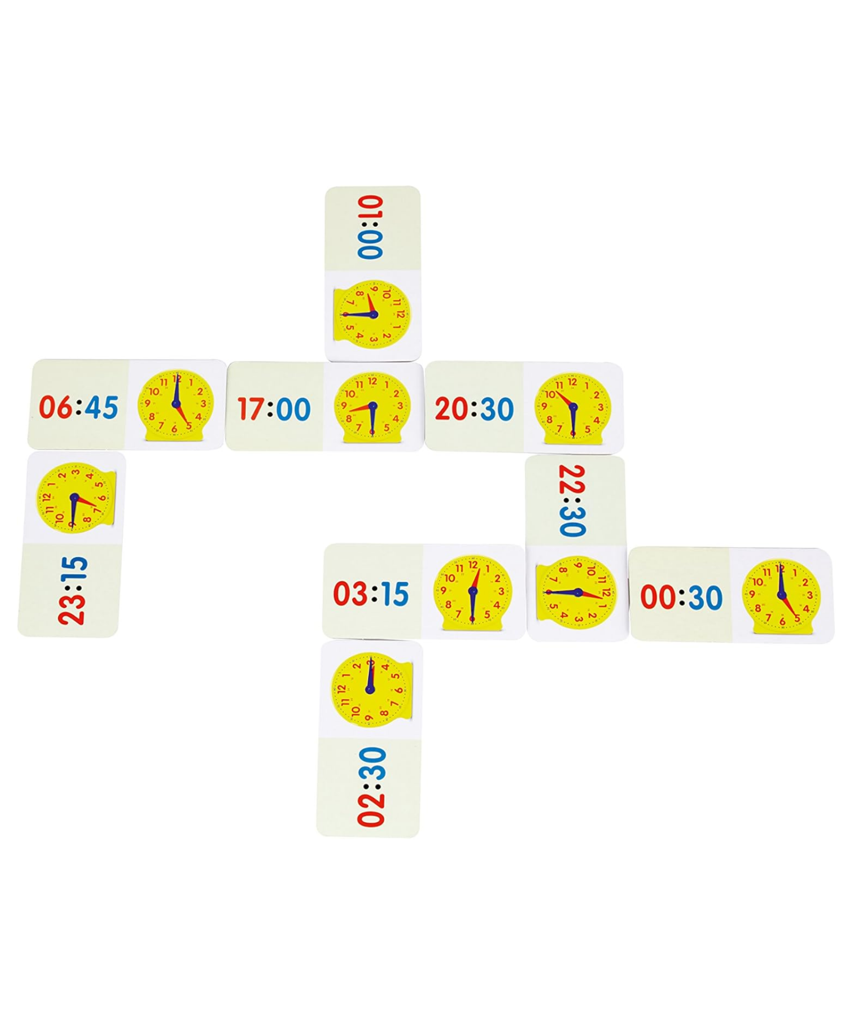 موارد التعلم - لعبة دومينو الوقت، لعبة إخبار الوقت مع الساعات الرقمية والتناظرية، تتضمن 36 دومينو ودليل الأنشطة، تُعلّم تنسيقات 12 و24 ساعة، للأعمار من 6 سنوات فما فوق