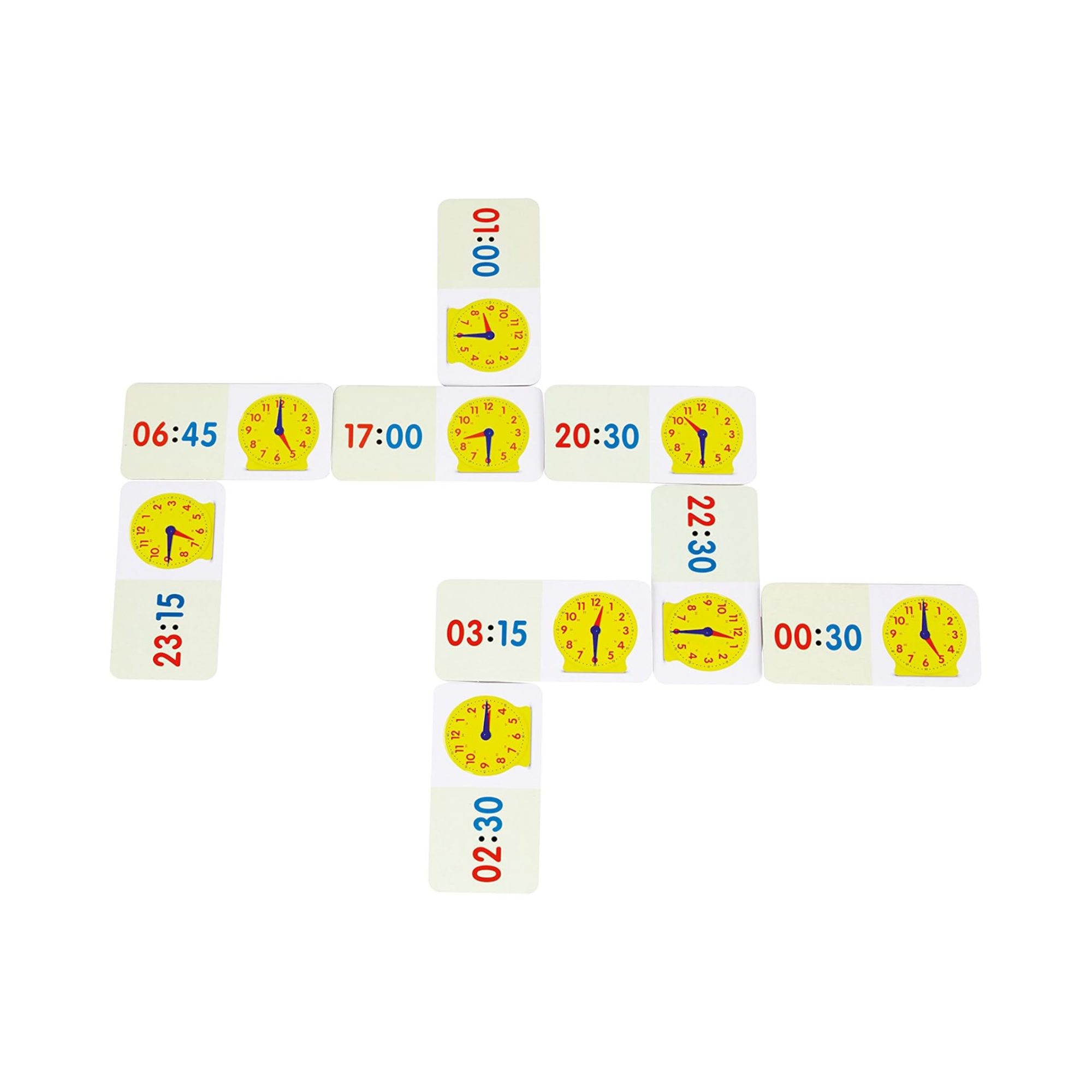 موارد التعلم - لعبة دومينو الوقت، لعبة إخبار الوقت مع الساعات الرقمية والتناظرية، تتضمن 36 دومينو ودليل الأنشطة، تُعلّم تنسيقات 12 و24 ساعة، للأعمار من 6 سنوات فما فوق