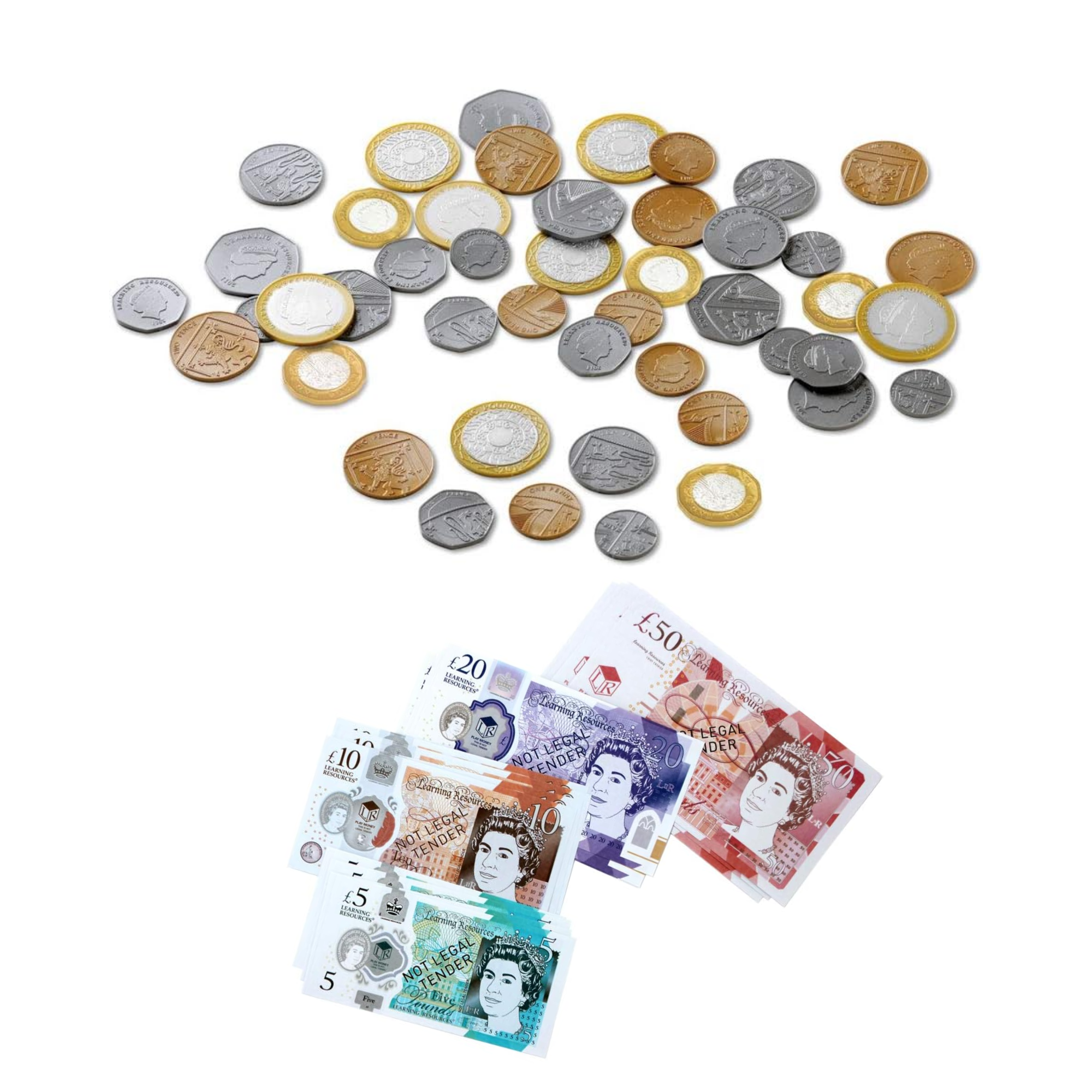 مجموعة ألعاب نقود اللعب التعليمية من المملكة المتحدة، عملات معدنية وأوراق نقدية بلاستيكية واقعية للأطفال، مجموعة من 60 قطعة، تتضمن تصميمات عملات معدنية محدثة لعام 2017، لعبة نقود تعليمية للأعمار من 3 سنوات فما فوق
